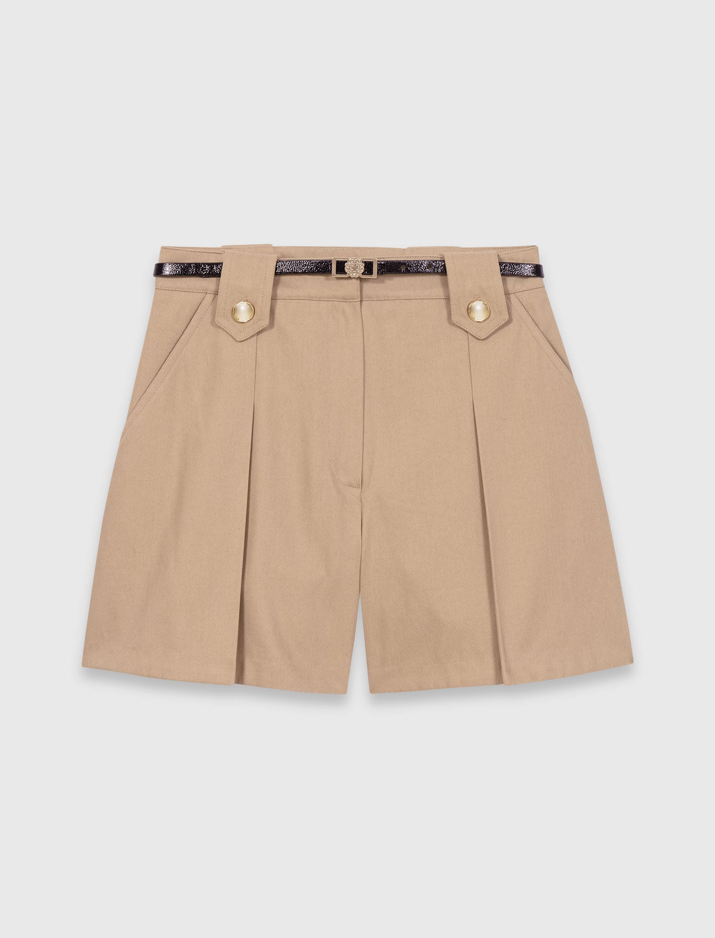 Maje Pleated cotton shorts