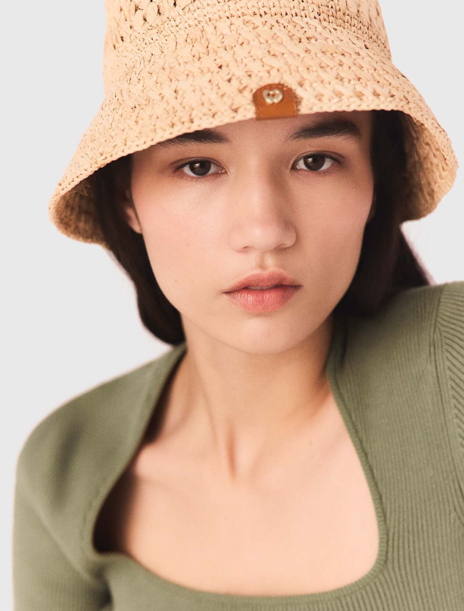 Maje Crochet raffia bucket hat