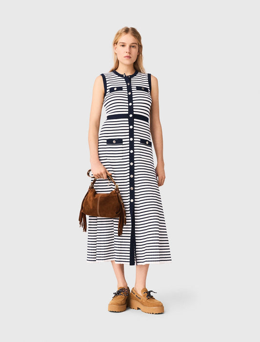 Maje Striped knit maxi dress