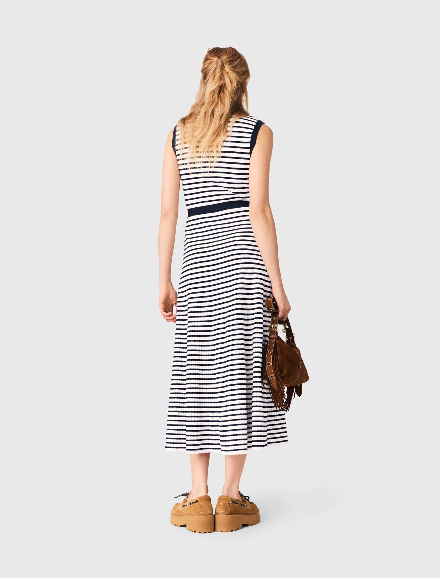 Maje Striped knit maxi dress