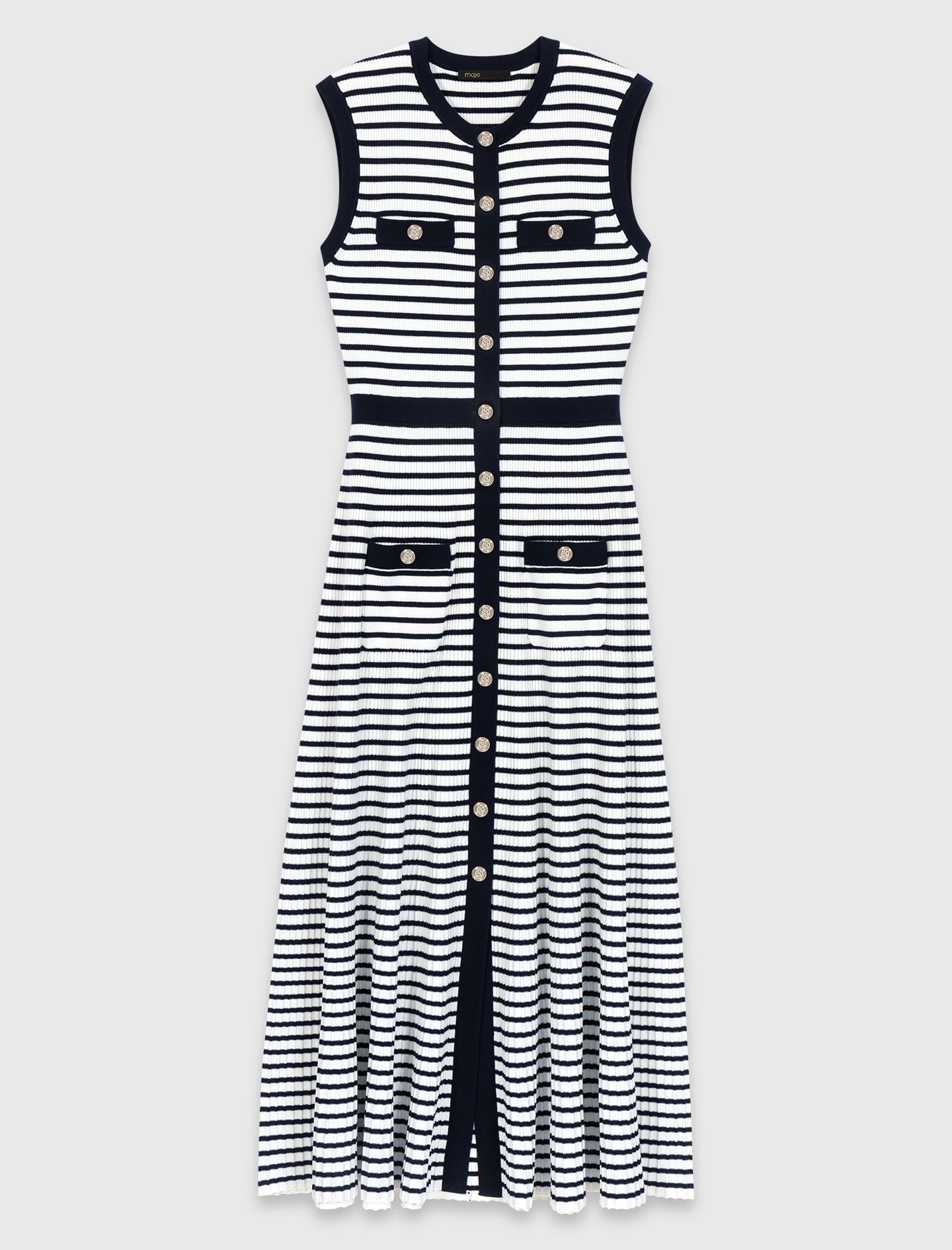 Maje Striped knit maxi dress