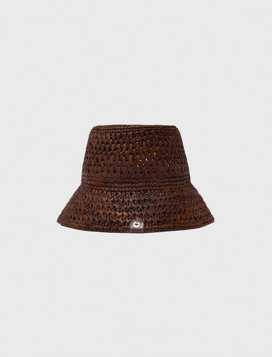 Maje Colourful natural raffia bucket hat