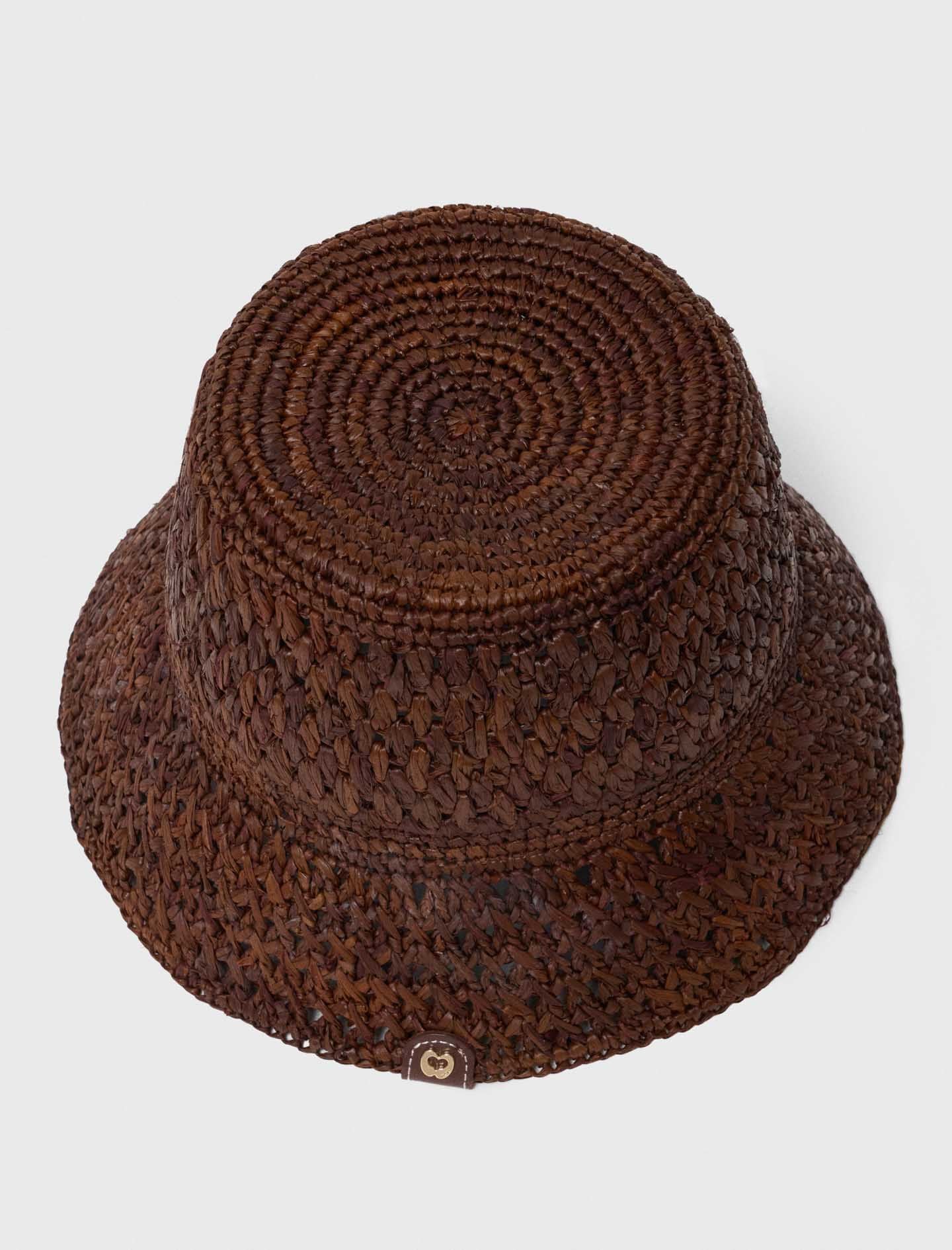 Maje Colourful natural raffia bucket hat