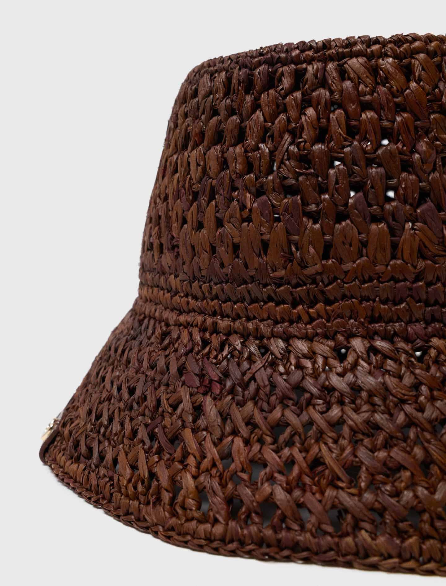 Maje Colourful natural raffia bucket hat