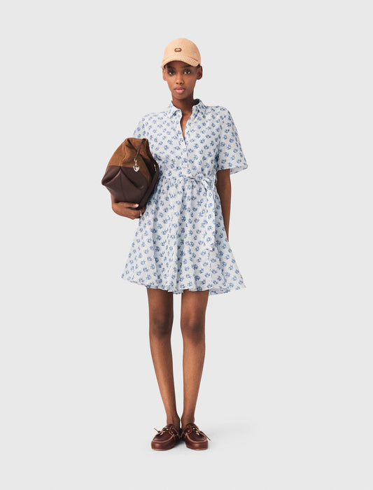 Maje Short patterned linen-blend dress