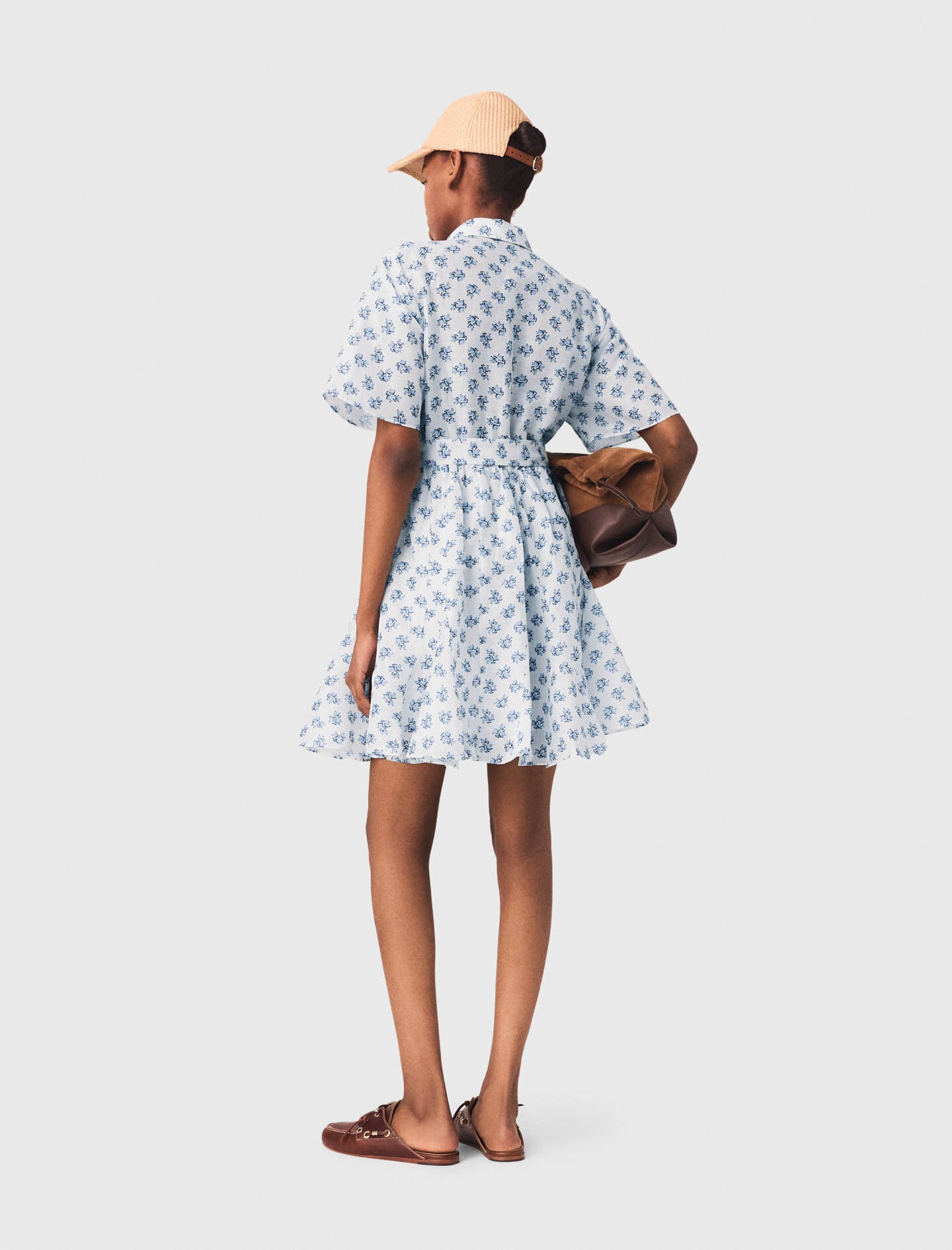 Maje Short patterned linen-blend dress