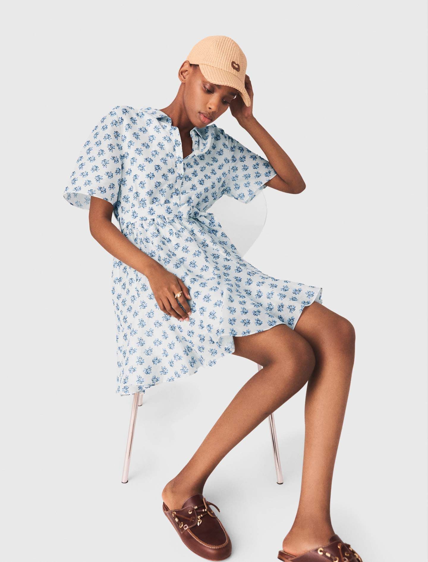 Maje Short patterned linen-blend dress