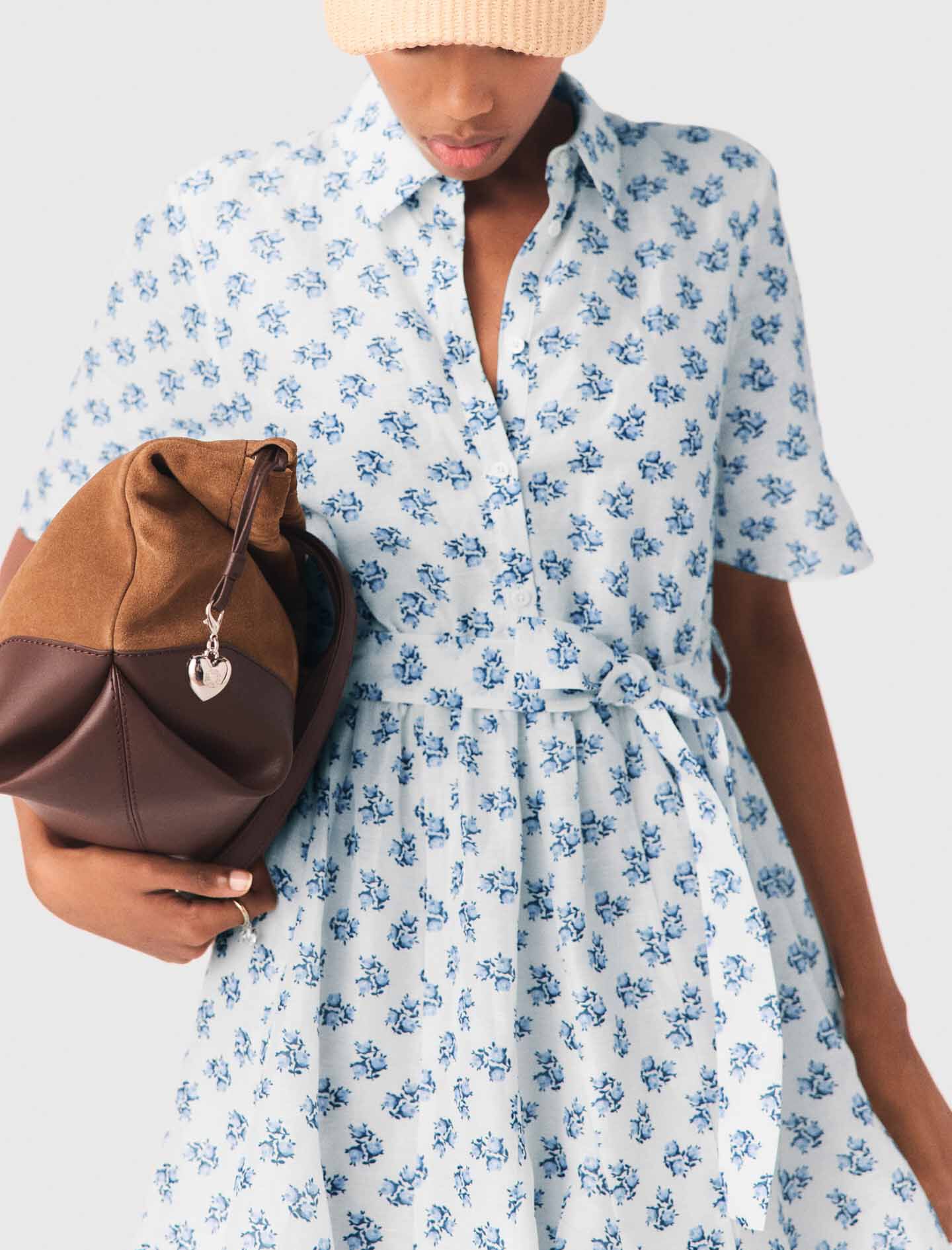 Maje Short patterned linen-blend dress