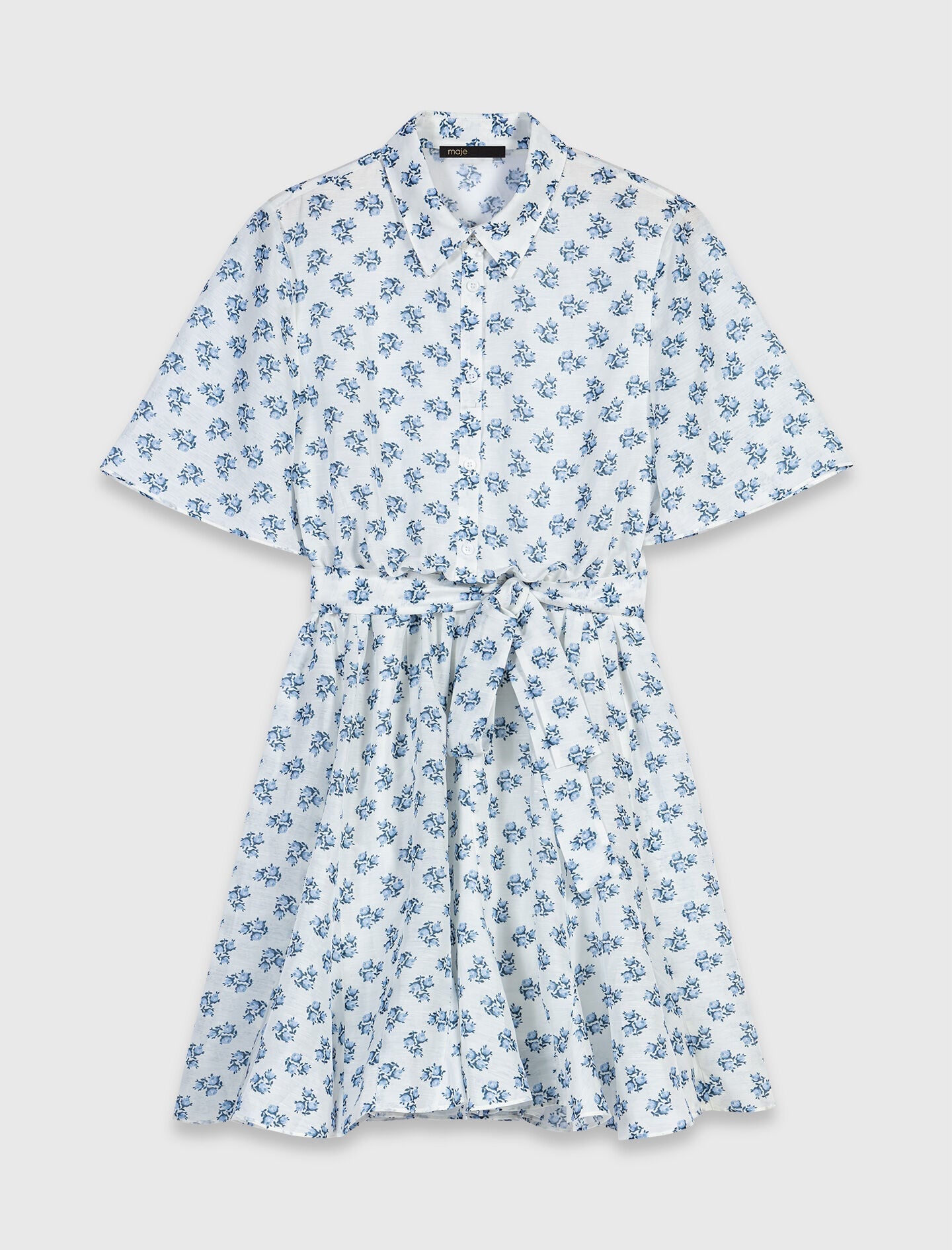 Maje Short patterned linen-blend dress
