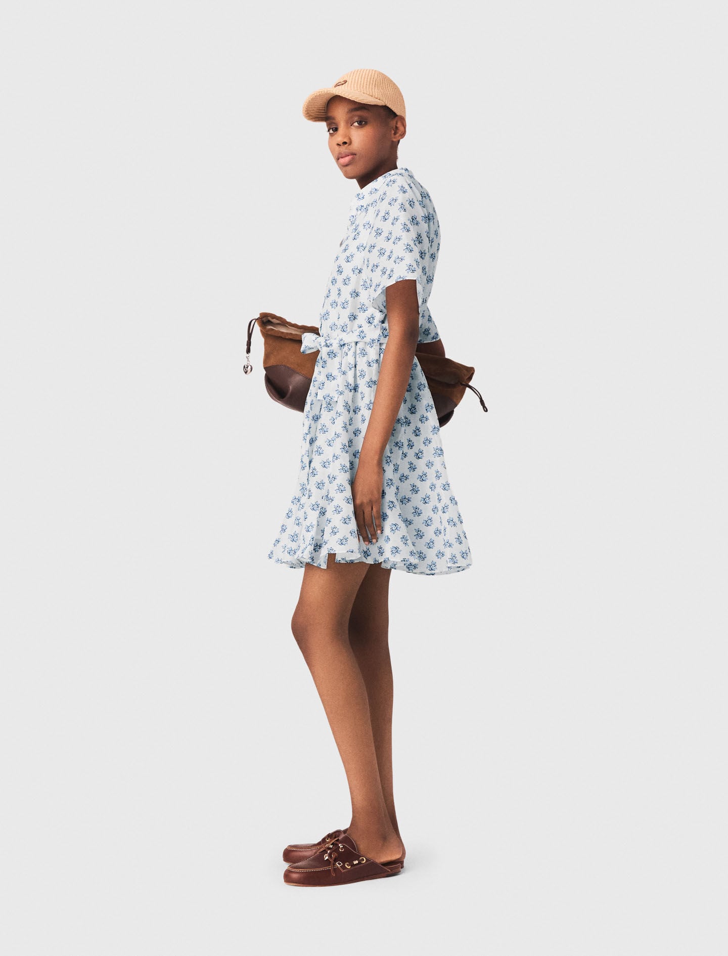 Maje Short patterned linen-blend dress