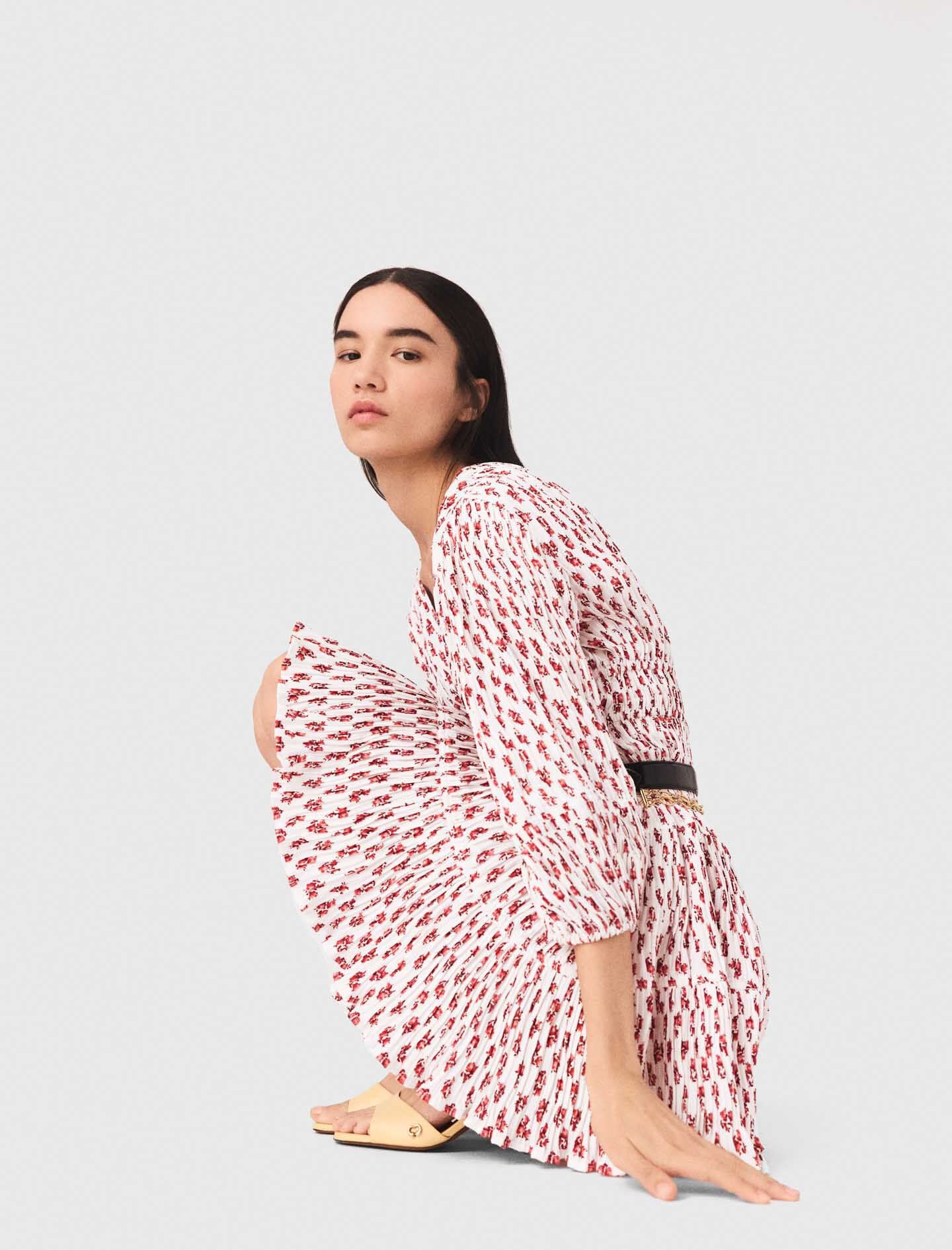 Maje Patterned pleated dress