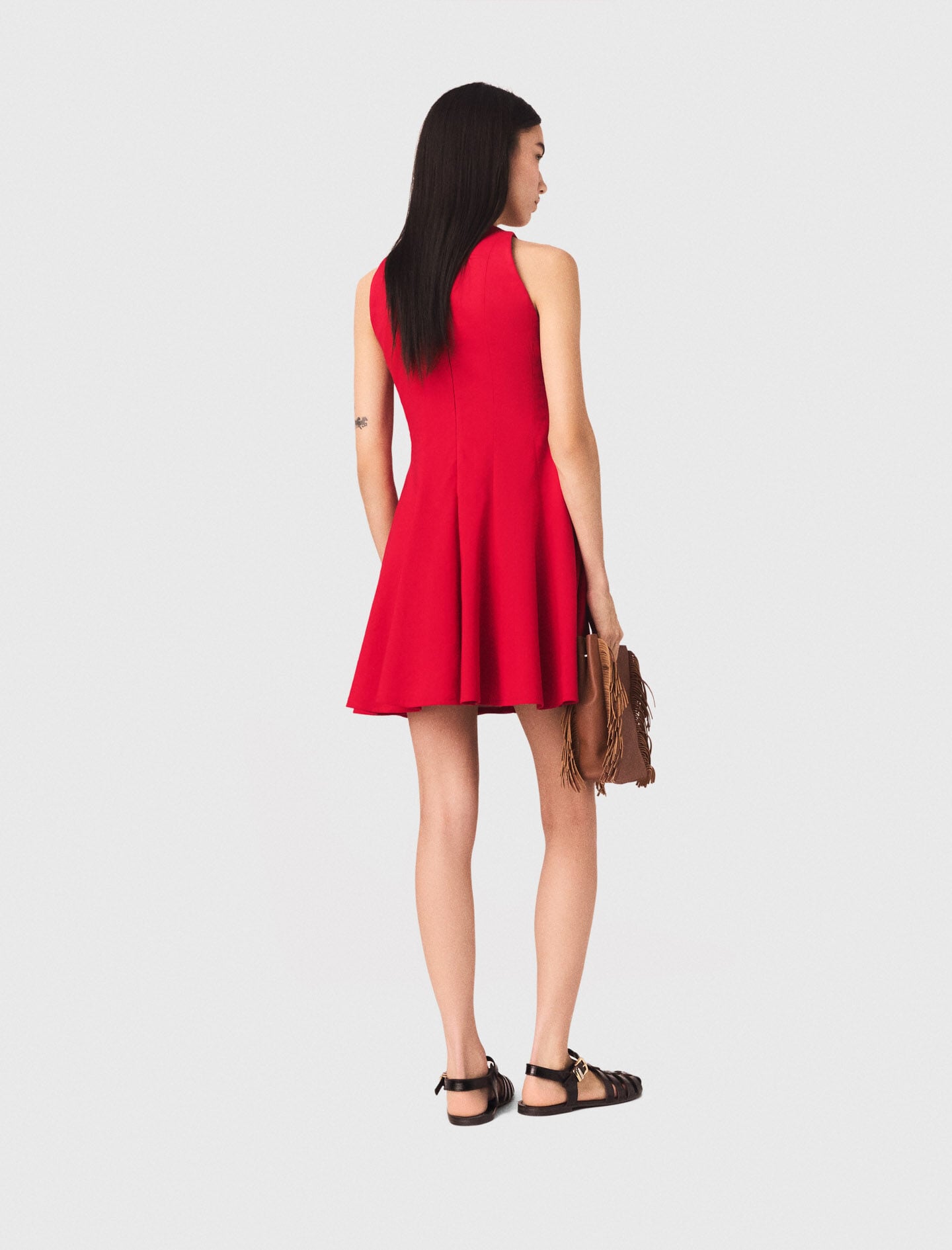 Maje Short flared linen-blend dress