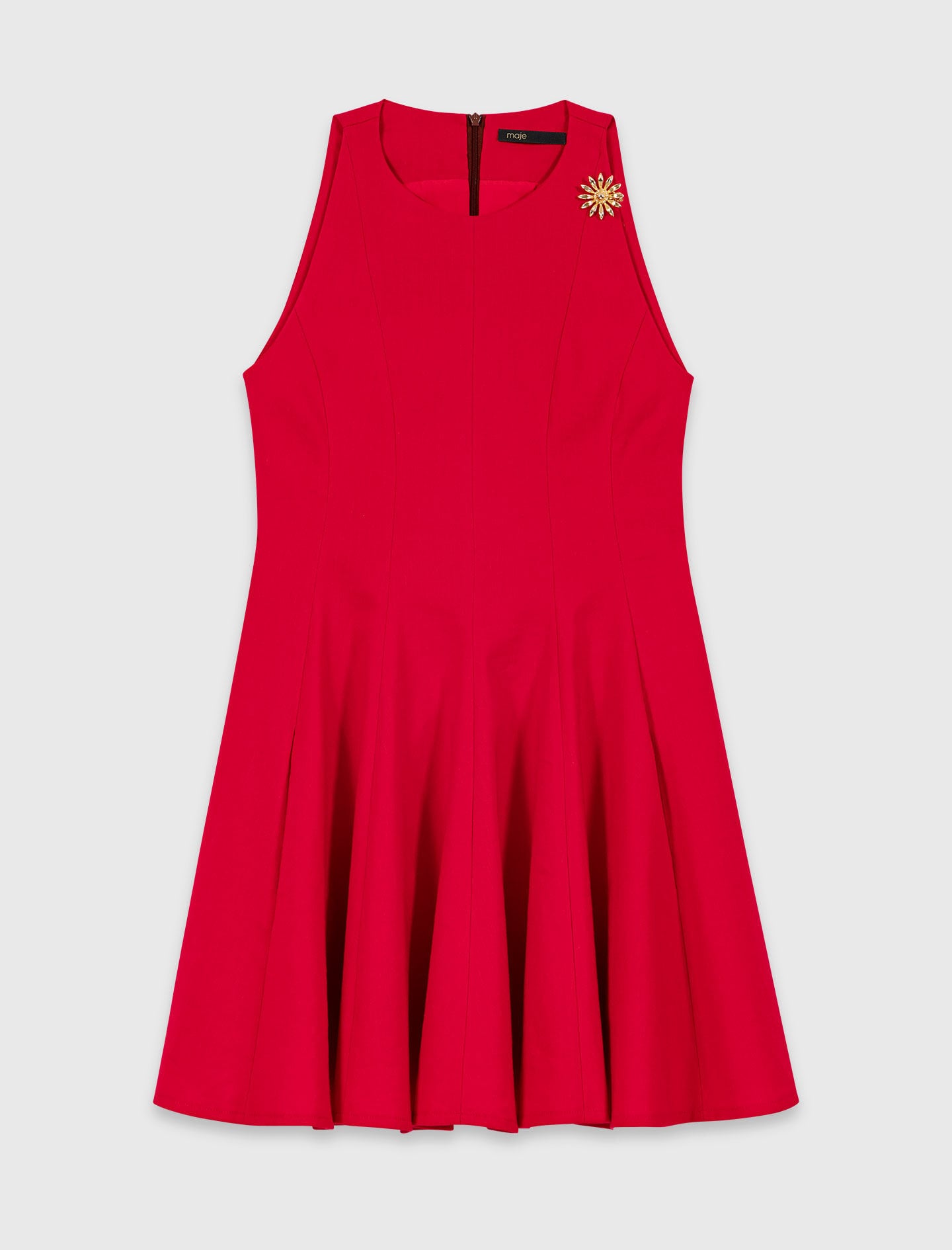 Maje Short flared linen-blend dress