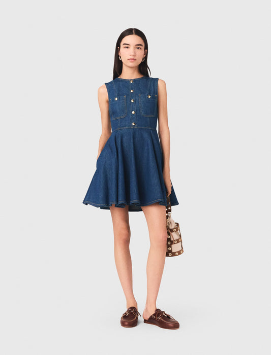 Maje Short flared denim dress