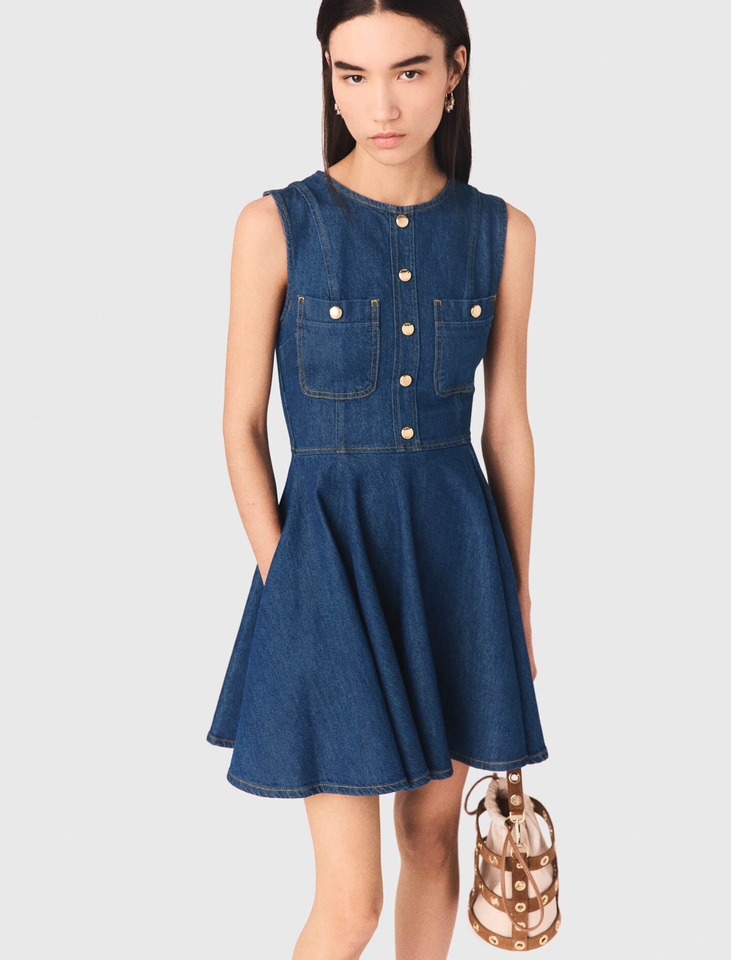 Maje Short flared denim dress