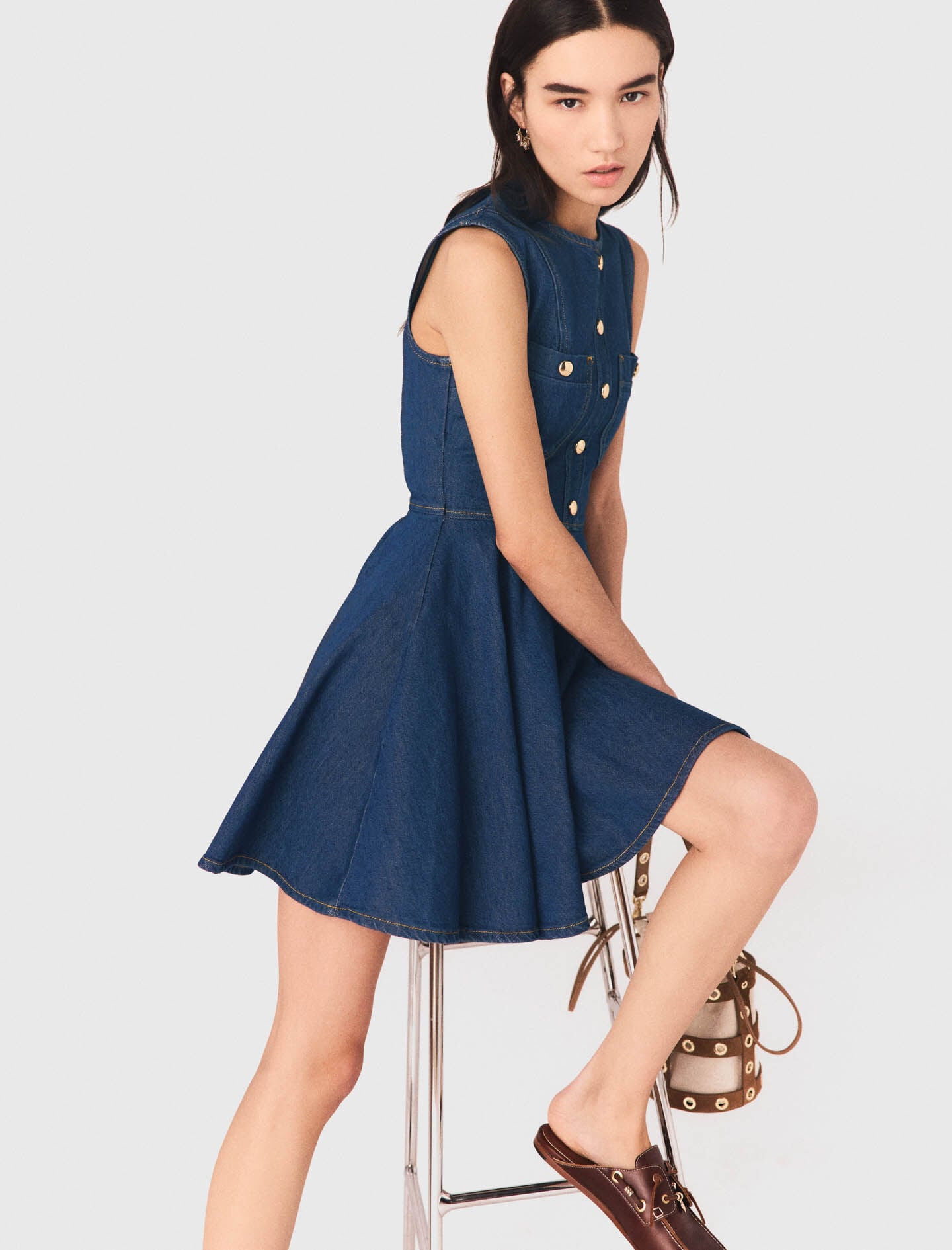 Maje Short flared denim dress
