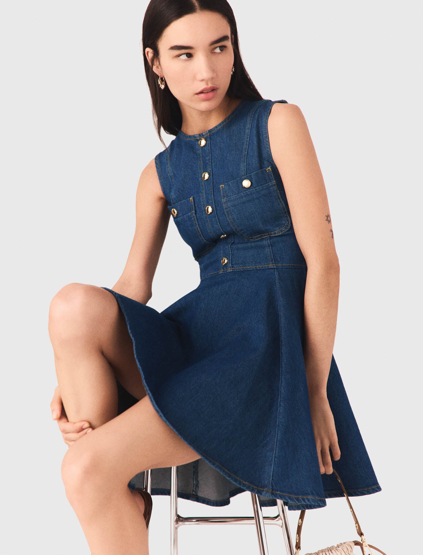 Maje Short flared denim dress