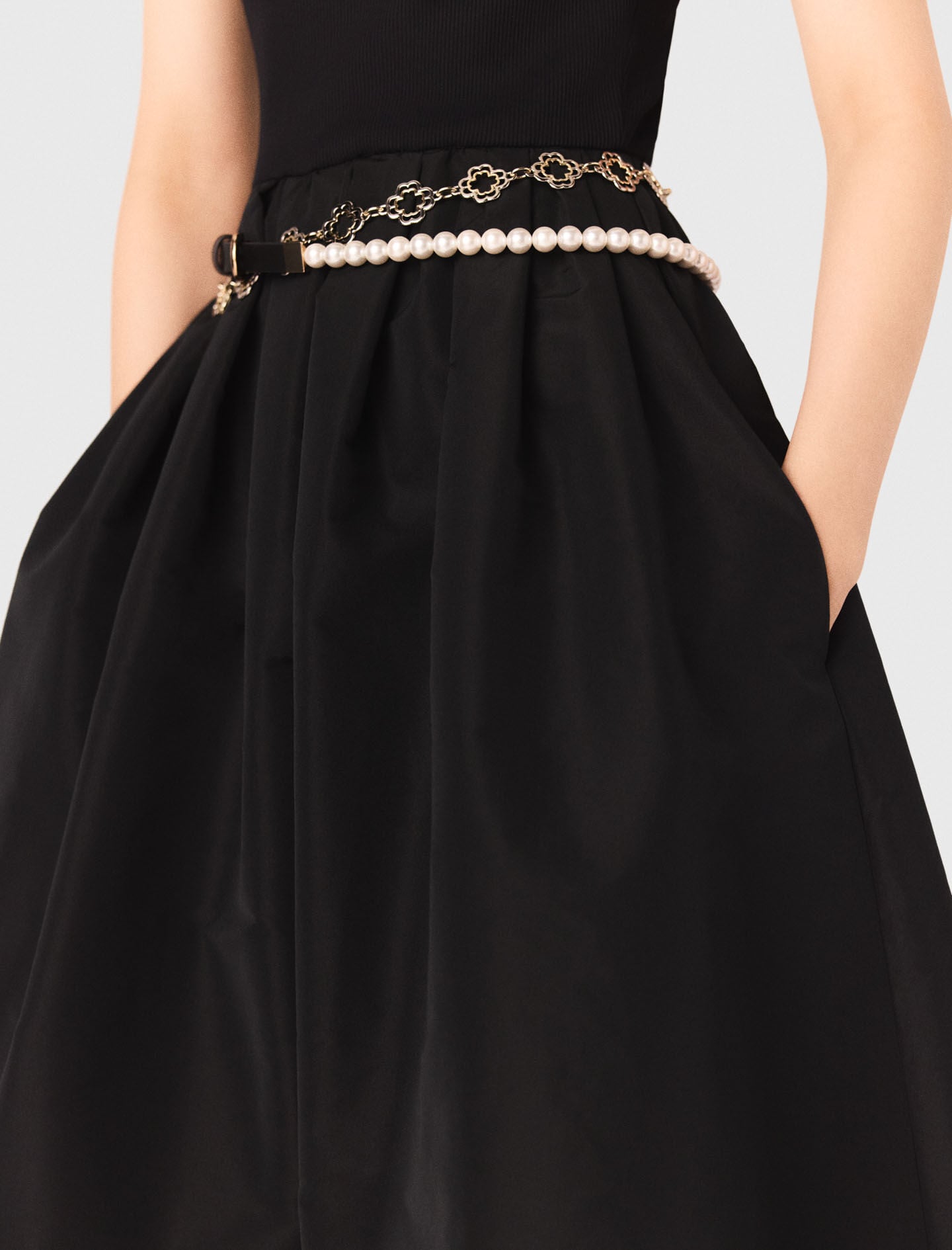 Maje Mixed-material taffeta dress