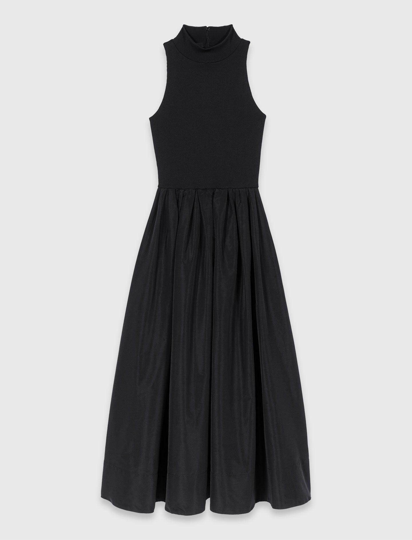 Maje Mixed-material taffeta dress