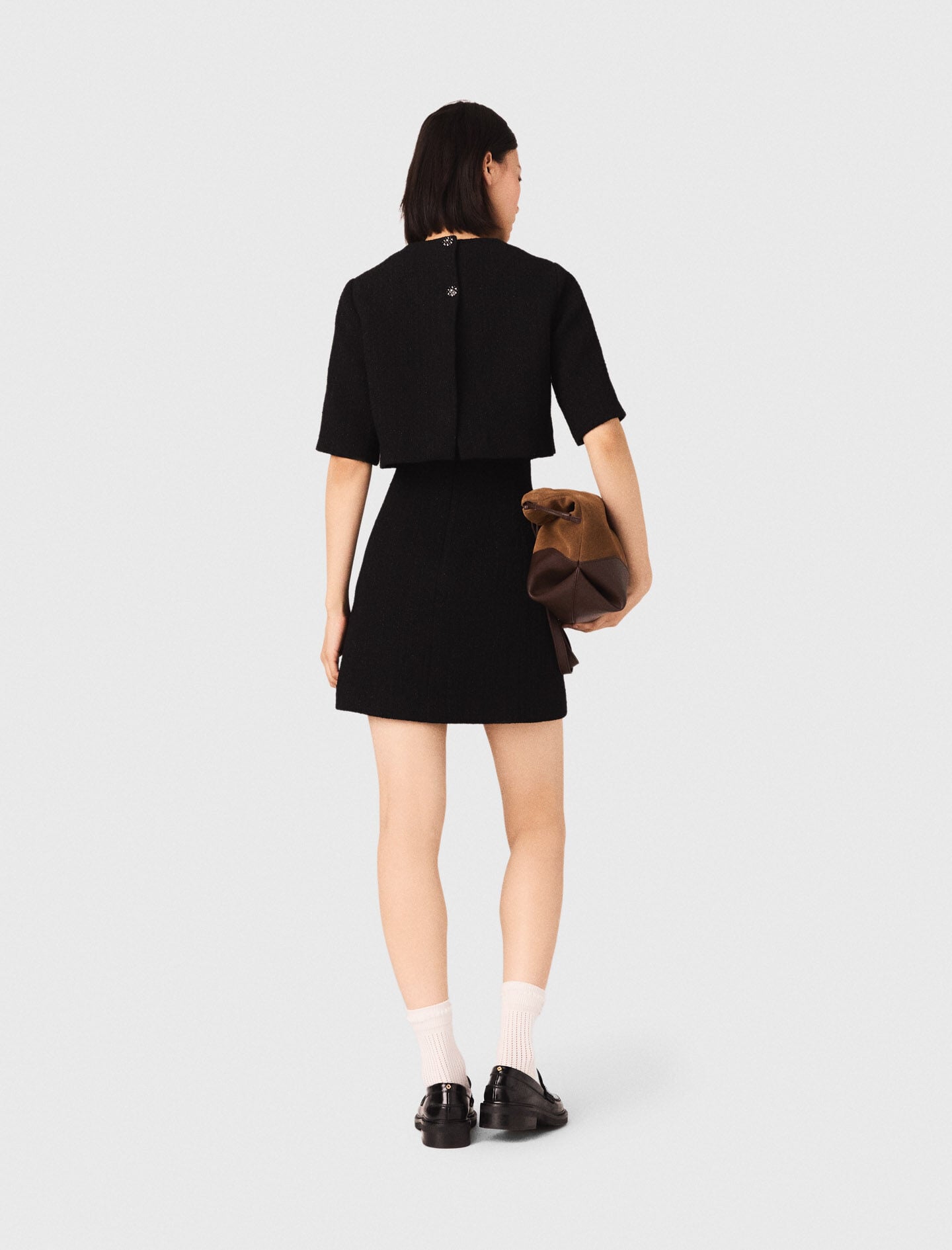 Maje 2-in-1 shiny tweed dress