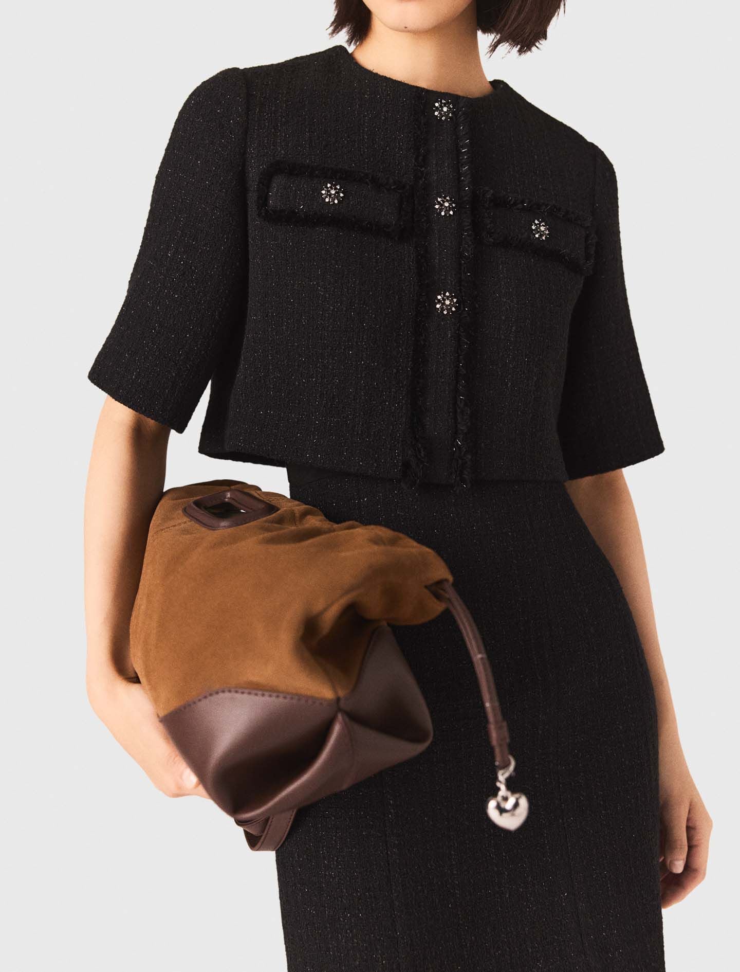 Maje 2-in-1 shiny tweed dress