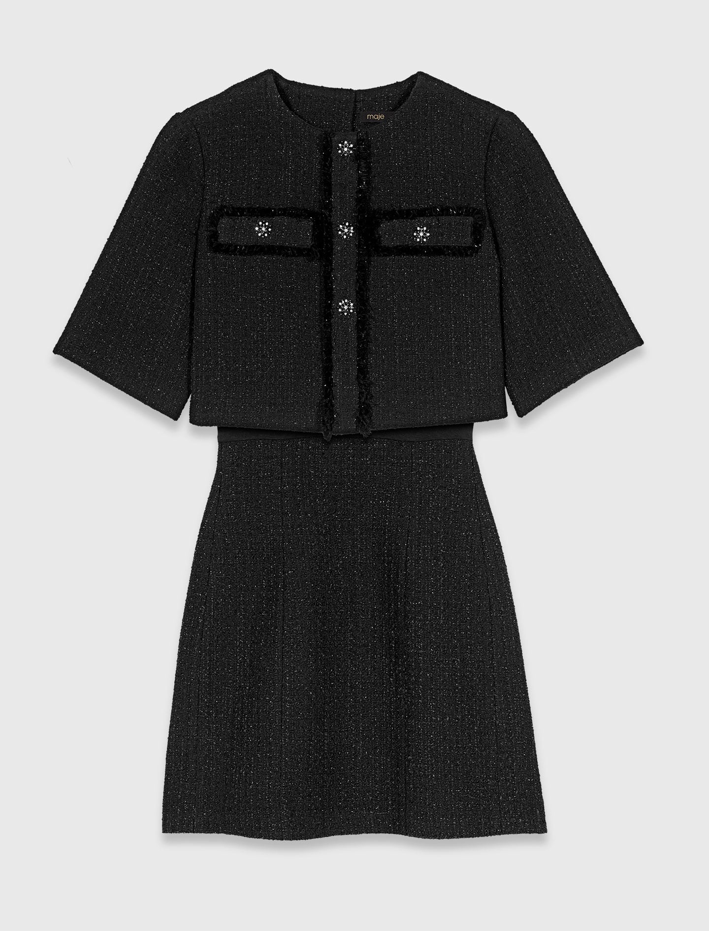Maje 2-in-1 shiny tweed dress