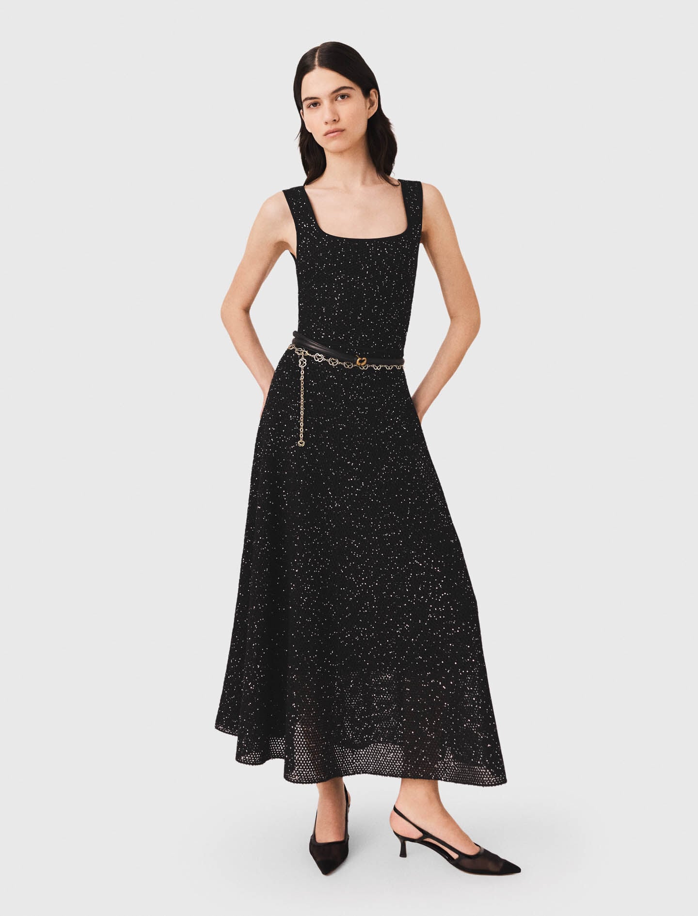 Maje Rhinestone knit maxi dress