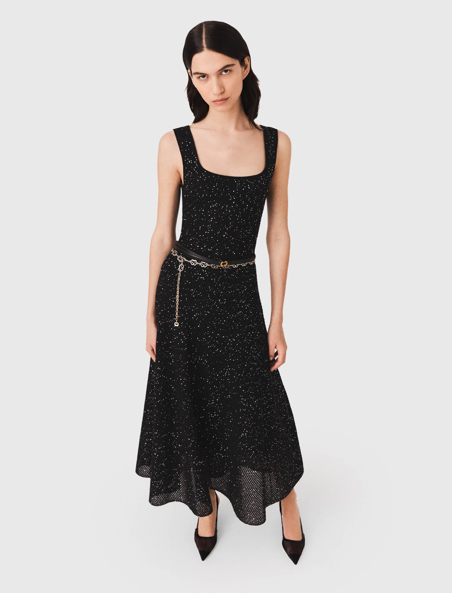 Maje Rhinestone knit maxi dress