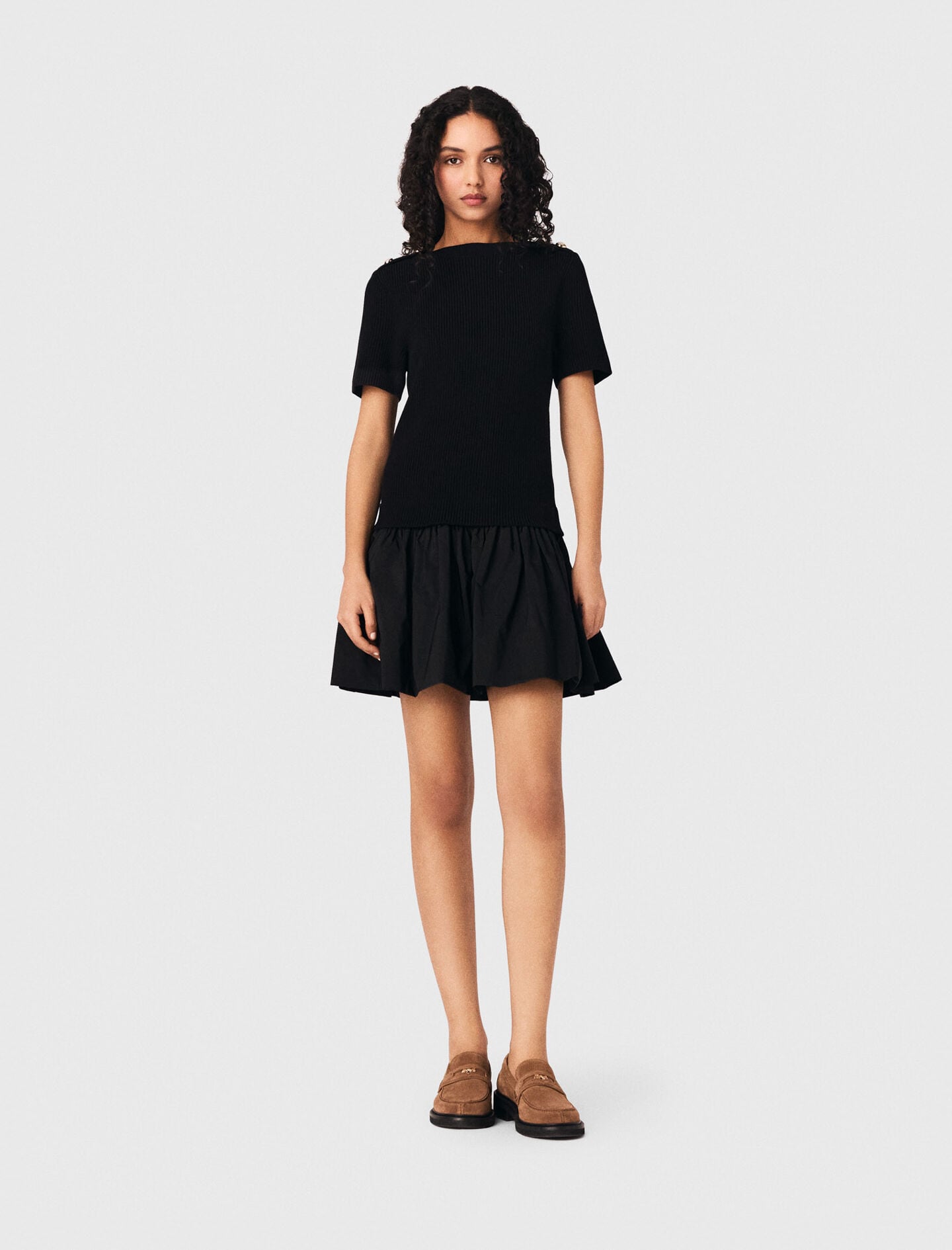 Maje Short knit and taffeta dress