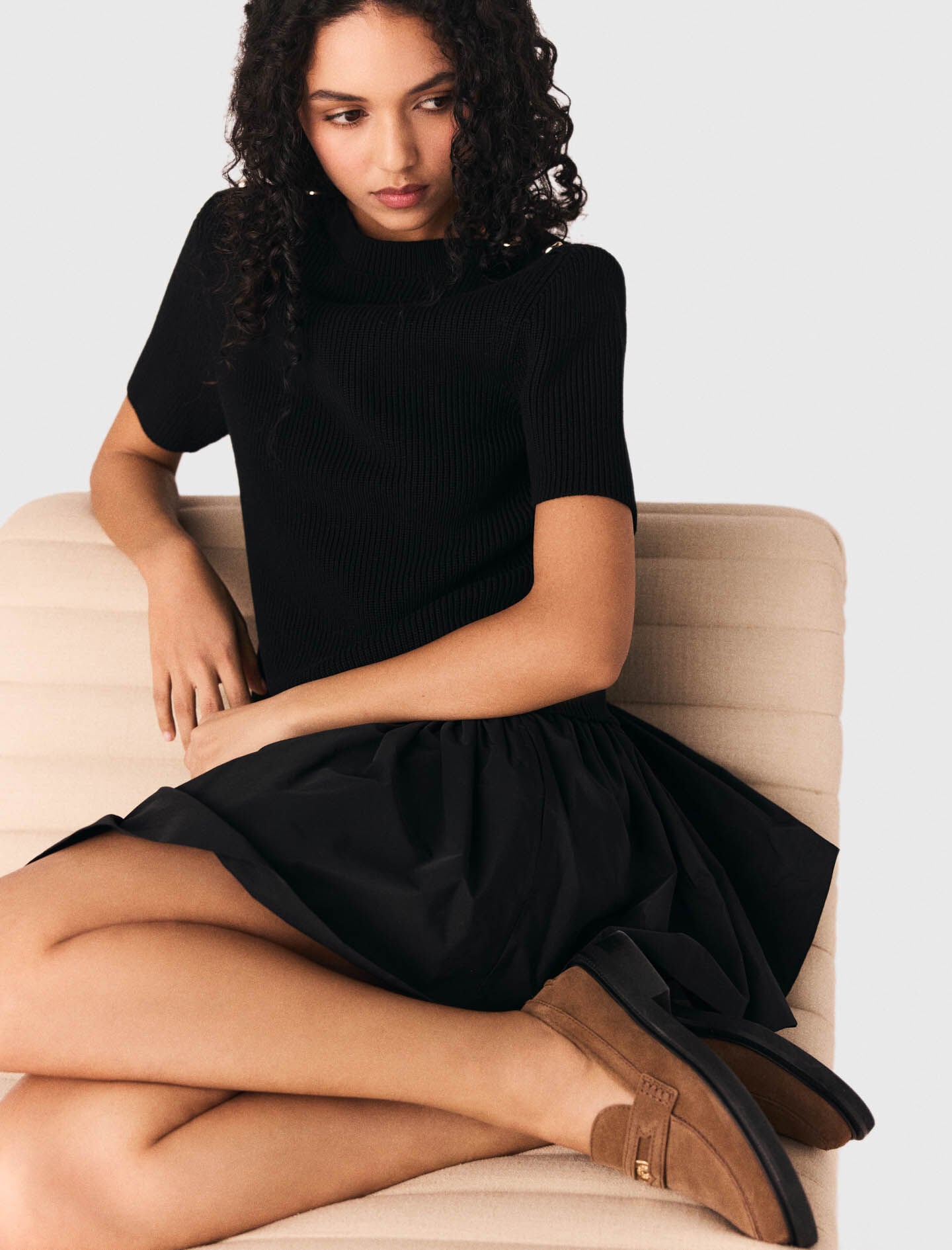 Maje Short knit and taffeta dress