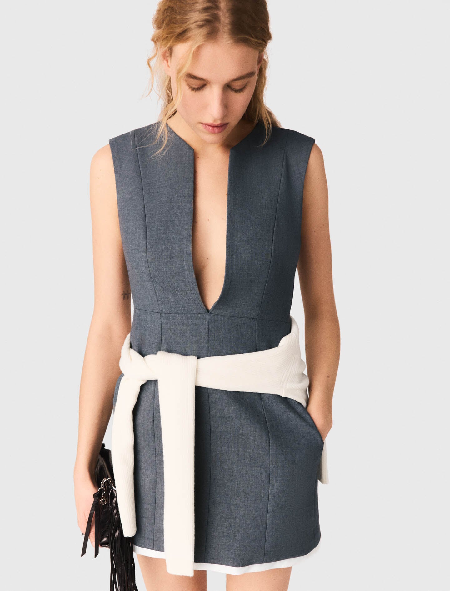 Maje Layered-effect tailored dress
