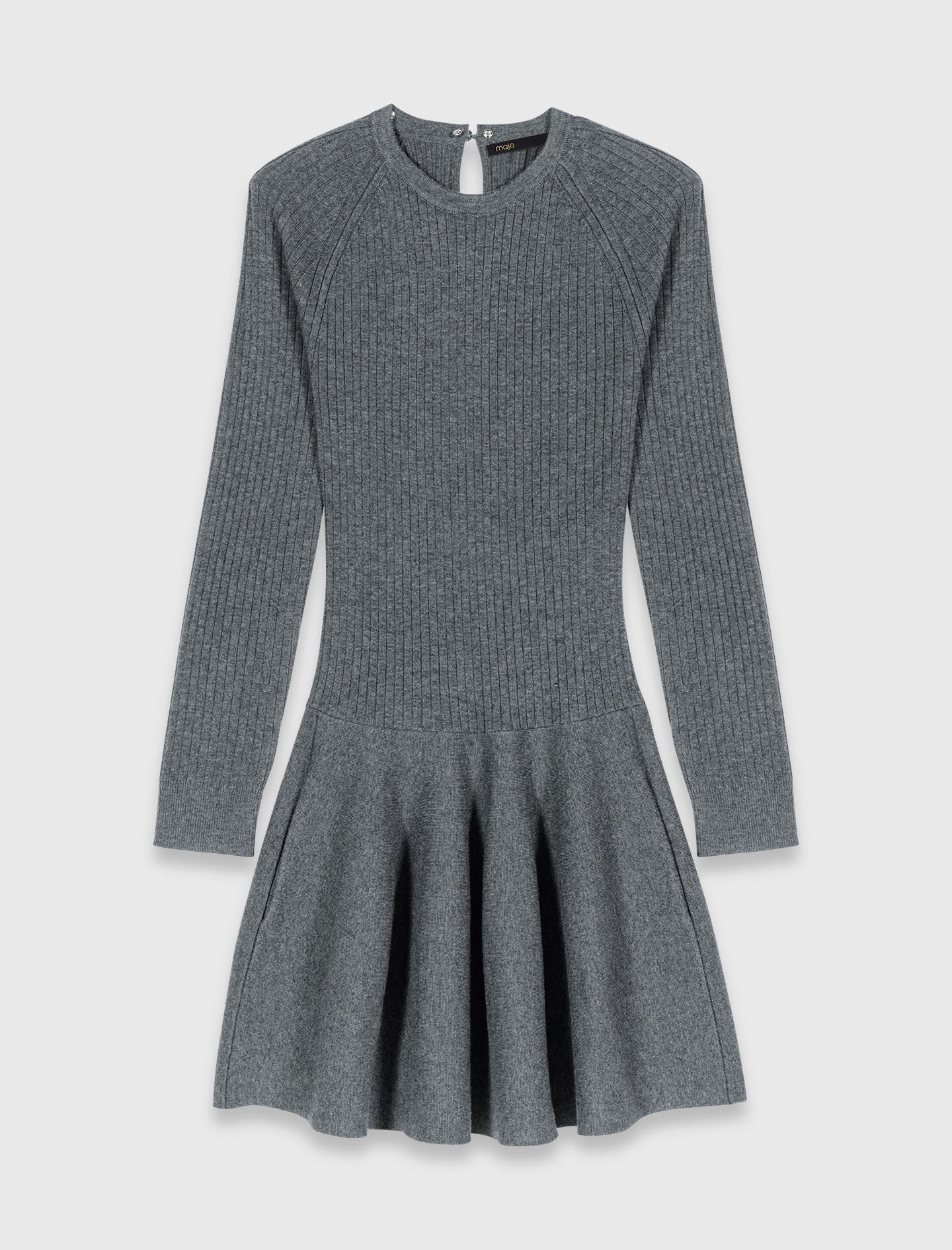 Maje Beaded-collar short knit dress