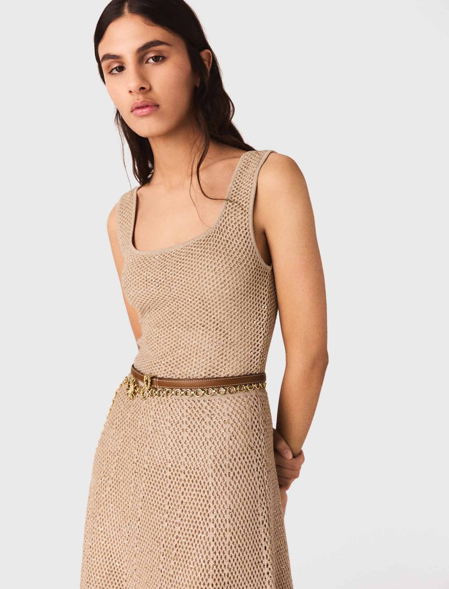 Maje Rhinestone knit maxi dress