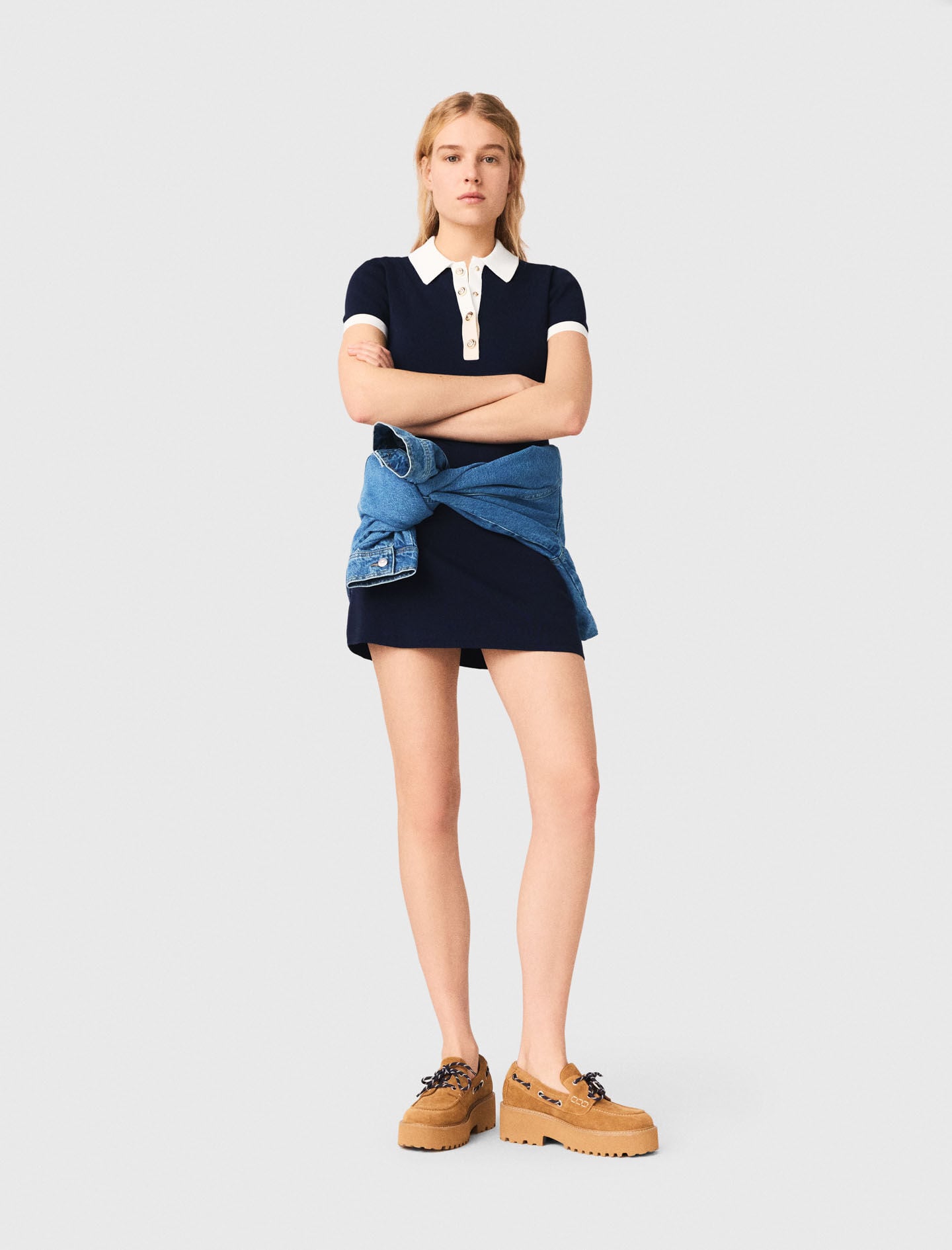 Maje Contrast-trim polo dress