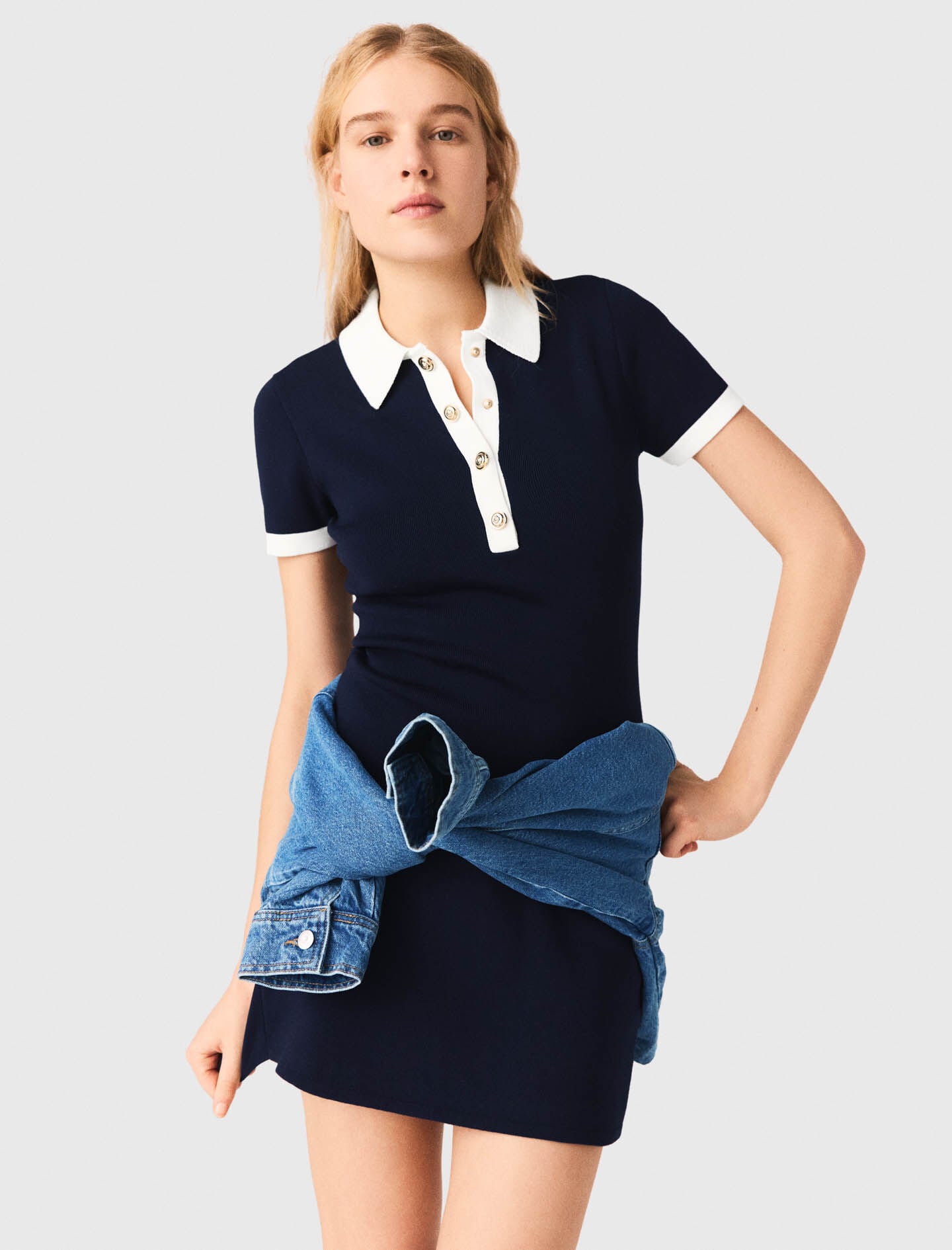Maje Contrast-trim polo dress