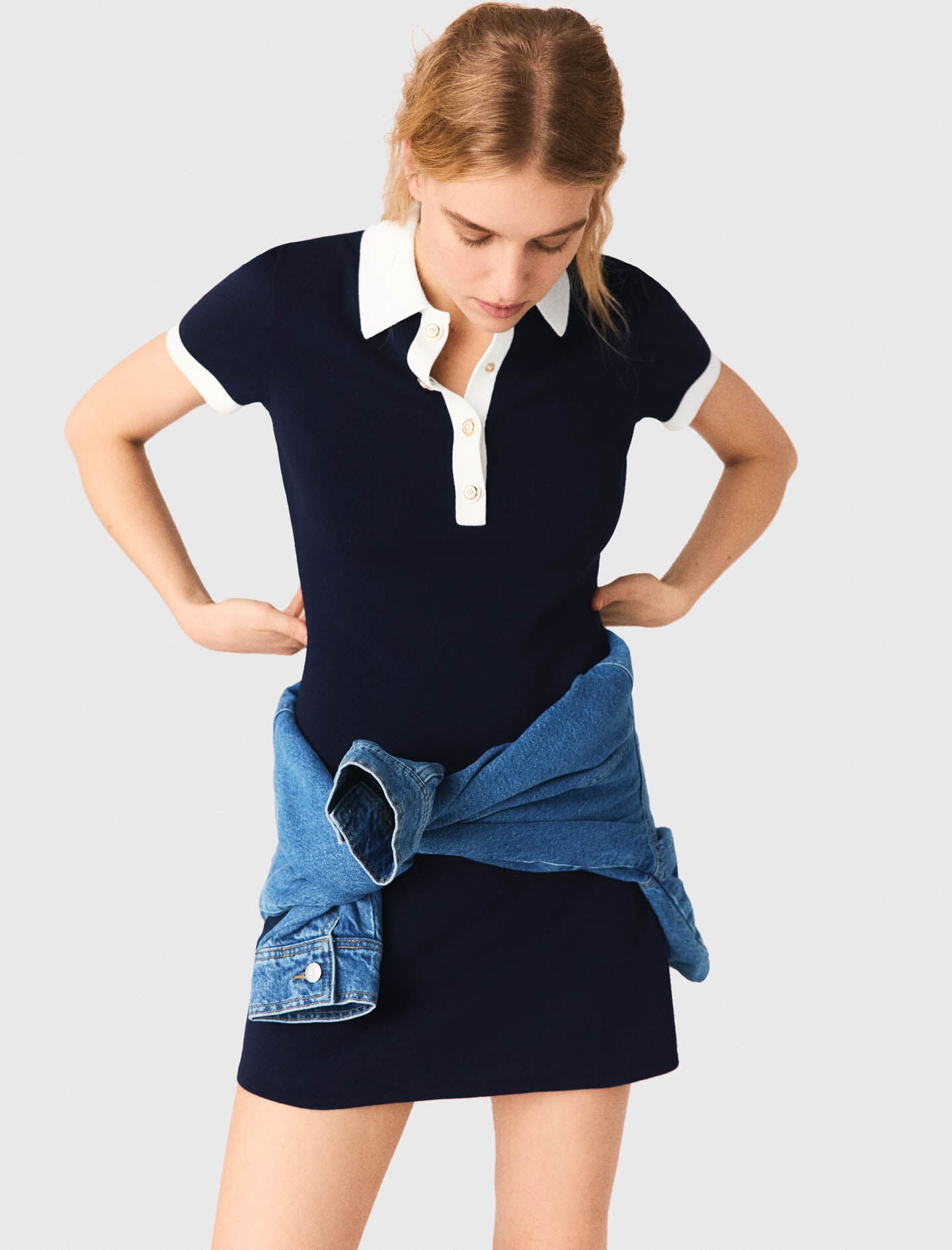 Maje Contrast-trim polo dress