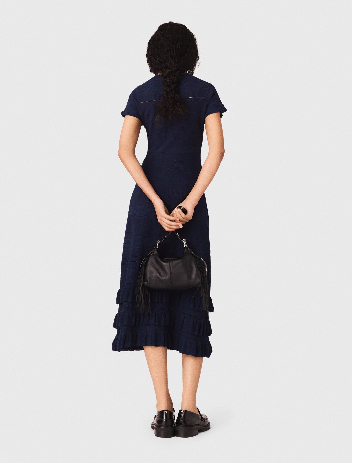Maje Knit maxi dress with ruffles