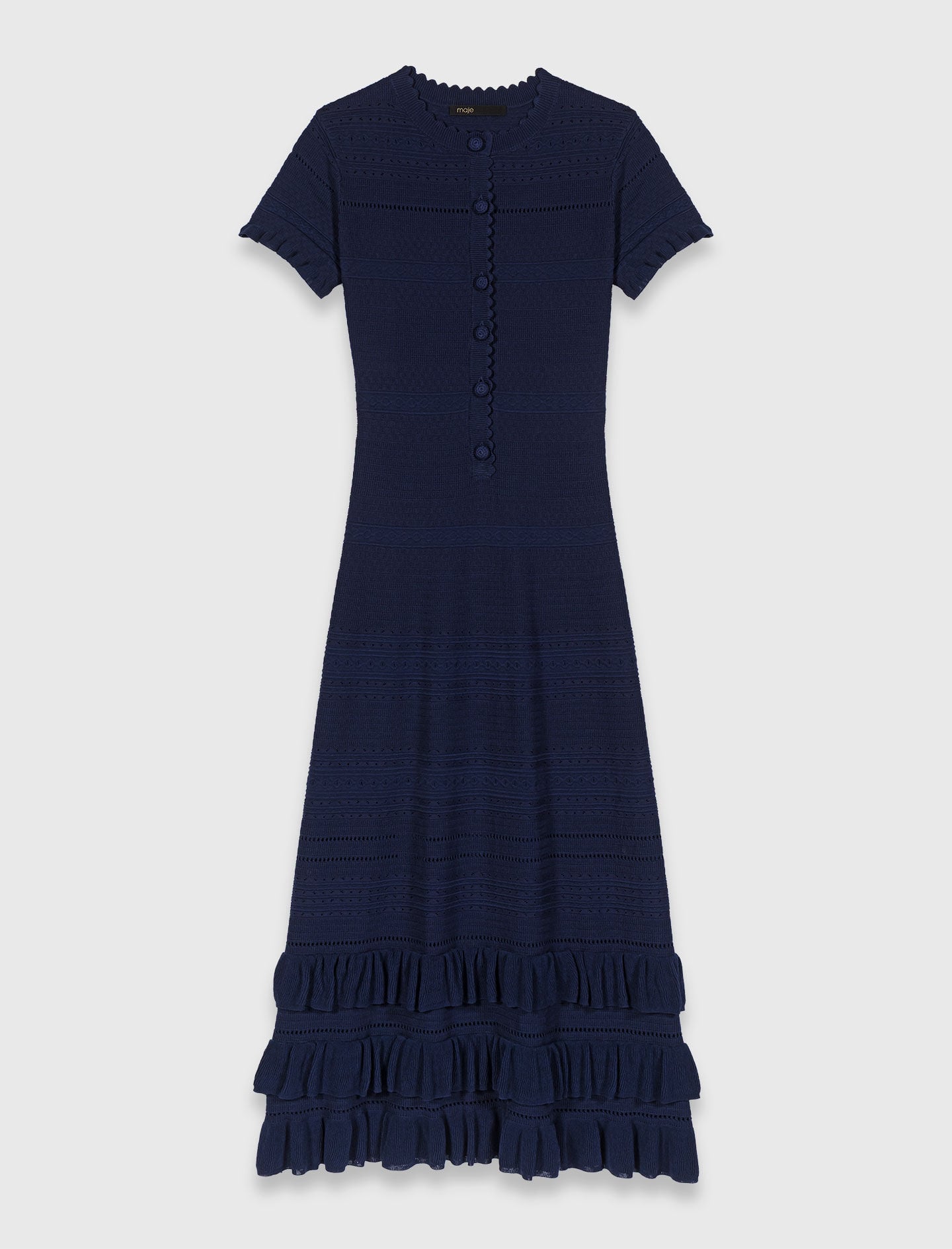 Maje Knit maxi dress with ruffles
