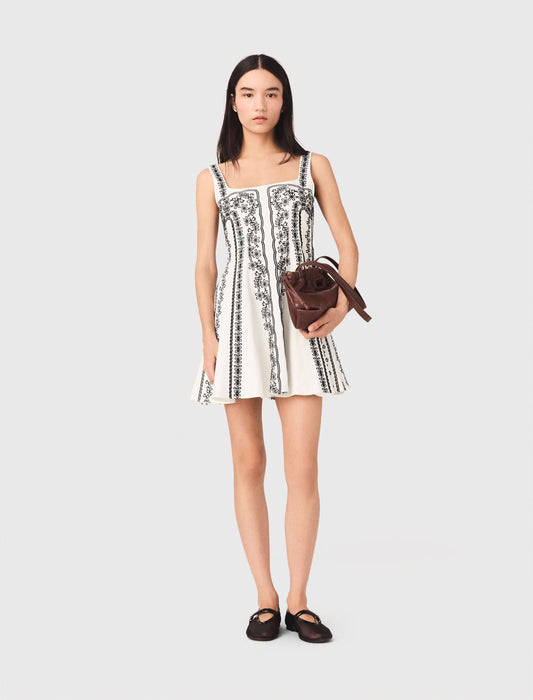 Maje Mini embroidered strap dress