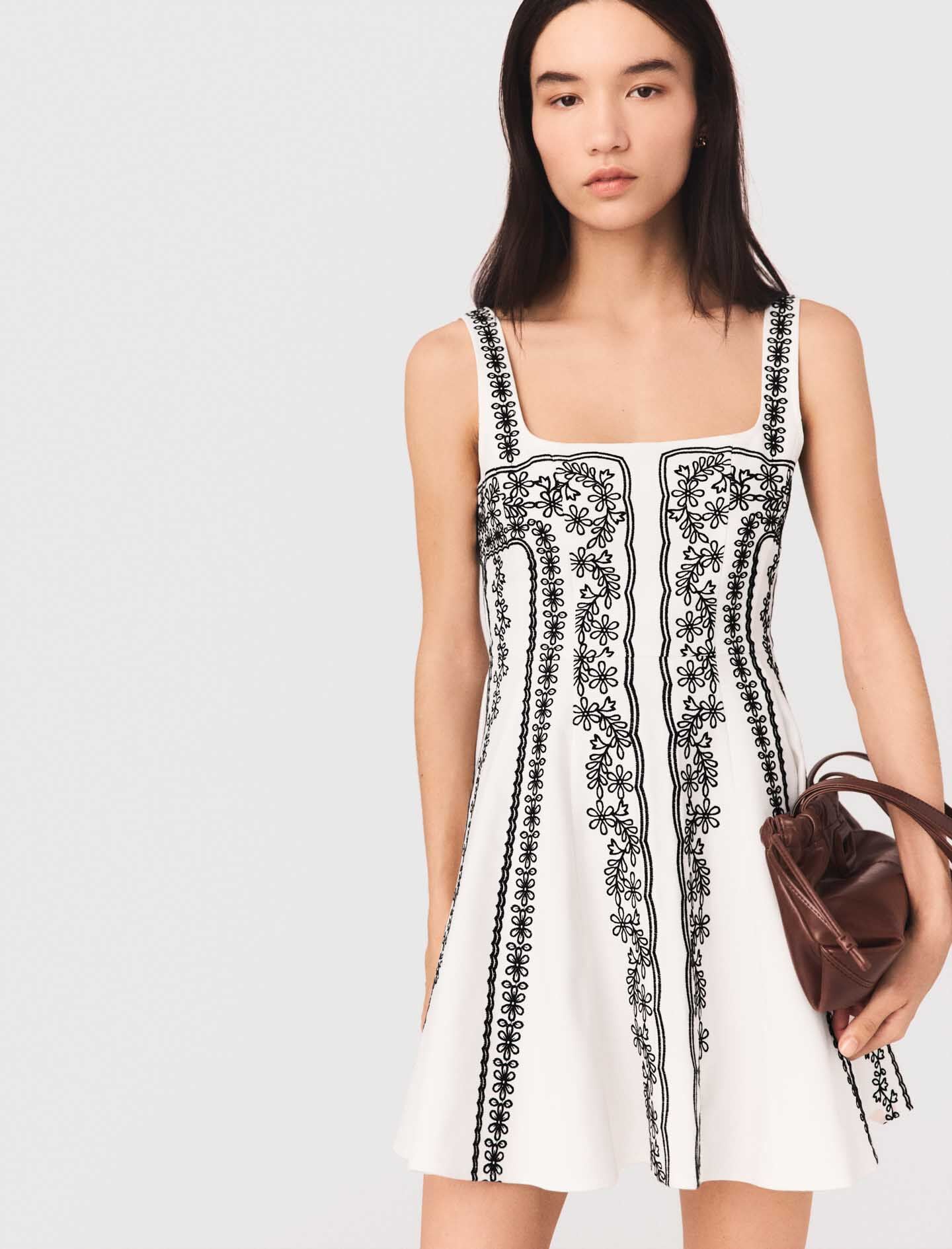 Maje Mini embroidered strap dress