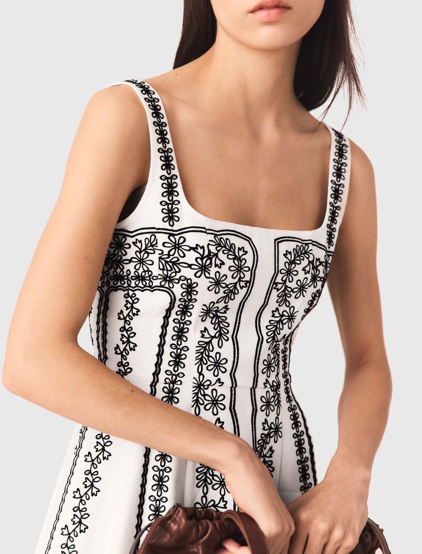 Maje Mini embroidered strap dress