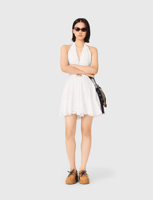 Maje Mini embroidered backless dress