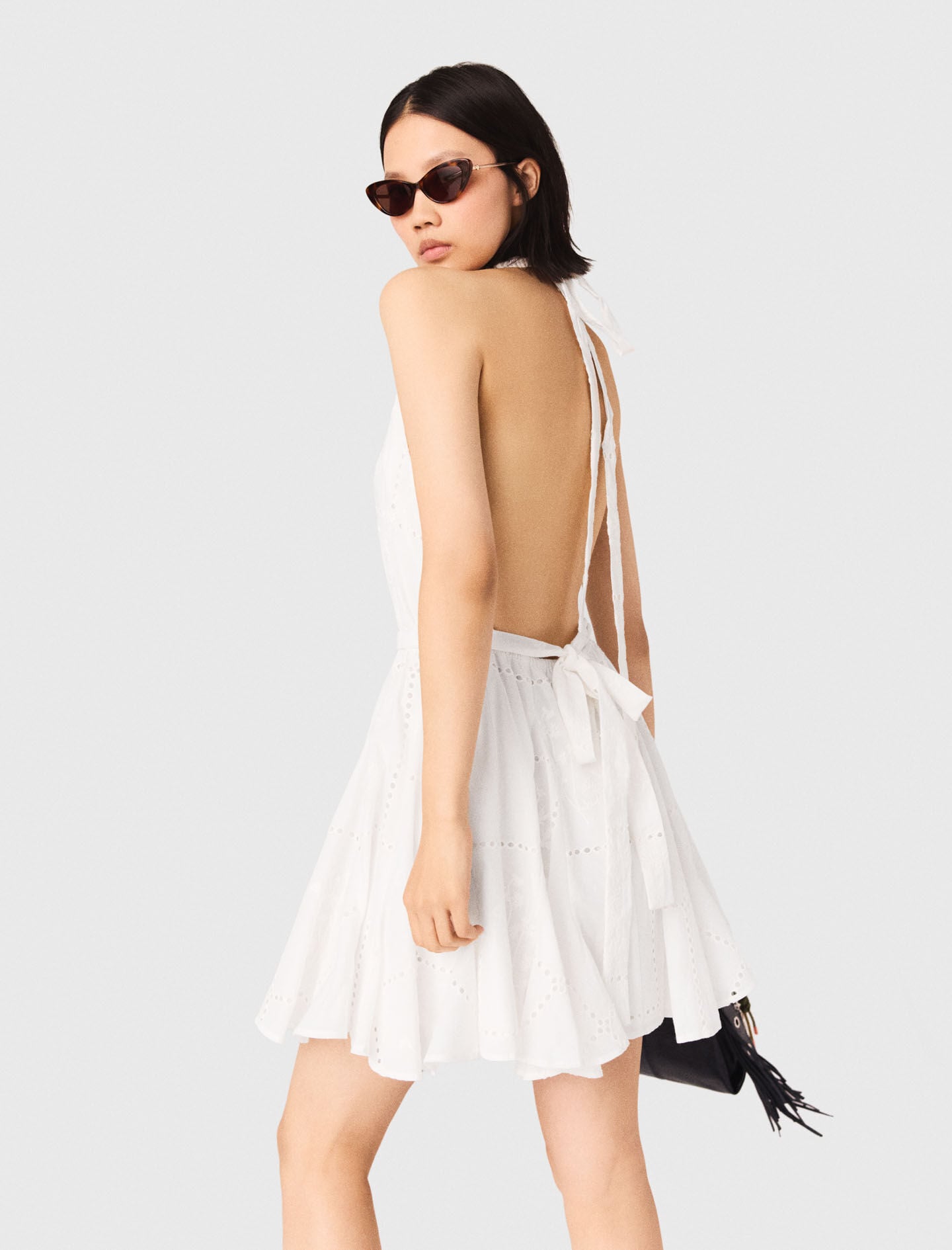 Maje Mini embroidered backless dress