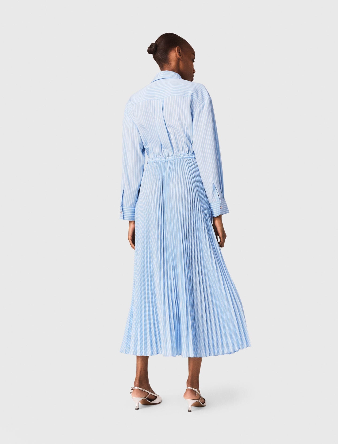 Maje Long pleated dress with eyelets