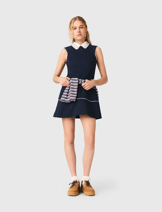 Maje Flared dress with contrast trim