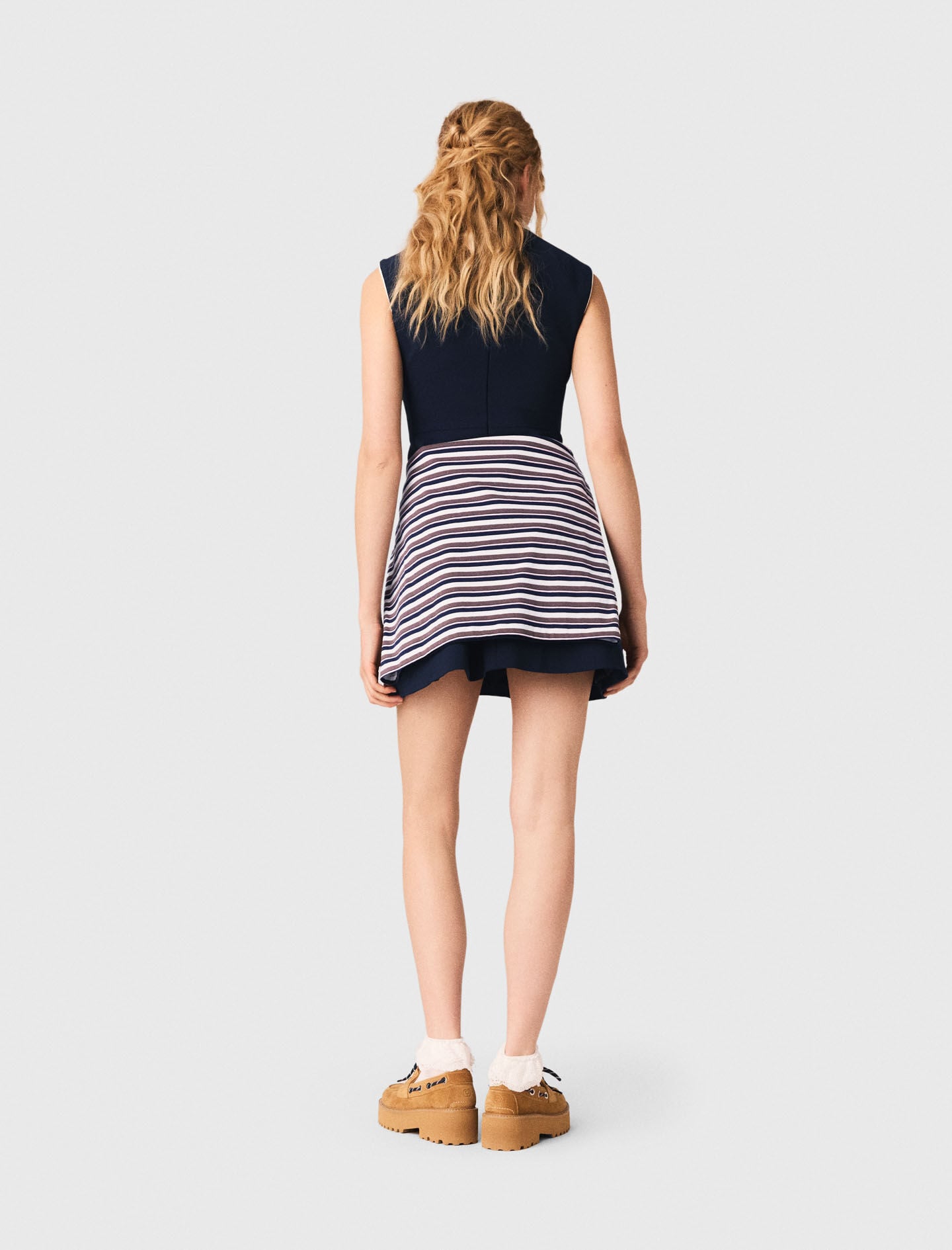 Maje Flared dress with contrast trim
