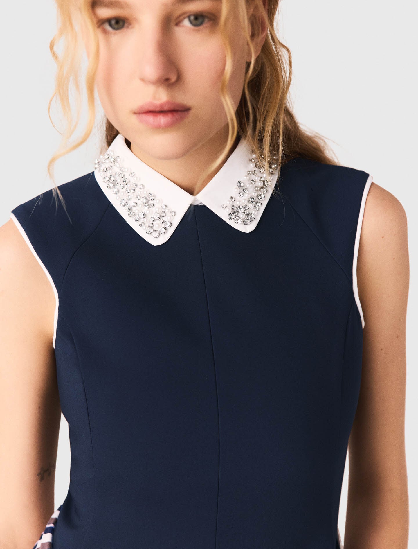 Maje Flared dress with contrast trim