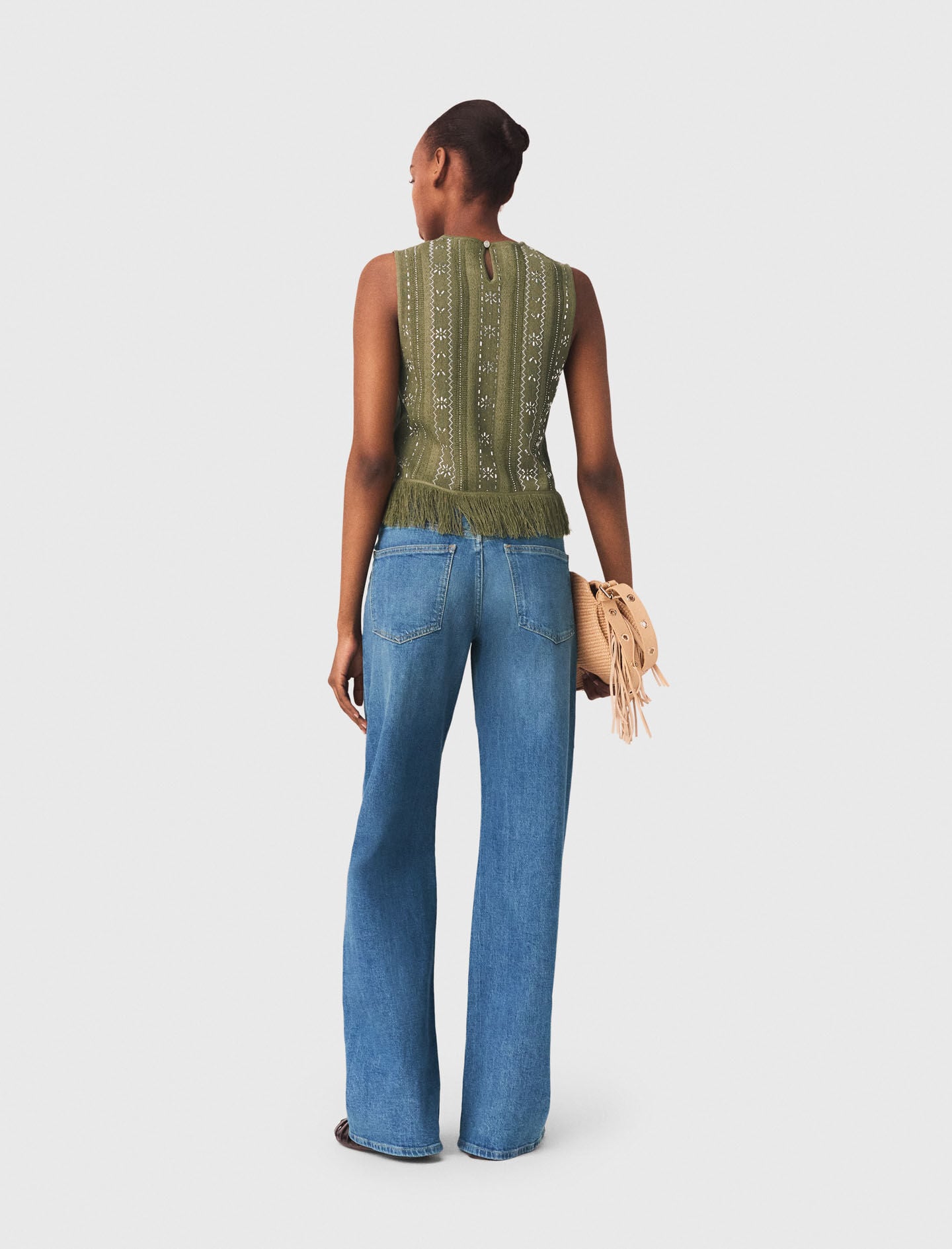 Maje Fringed rhinestone flower top