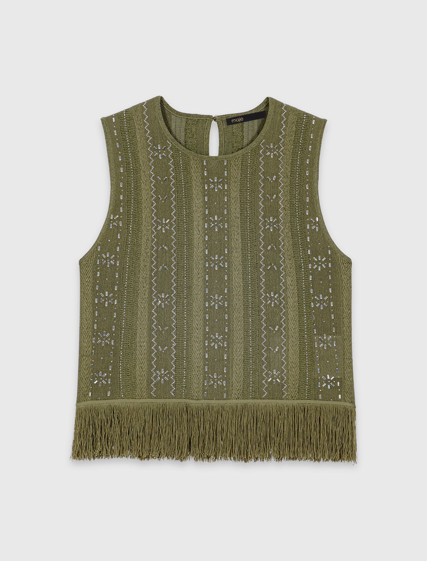 Maje Fringed rhinestone flower top