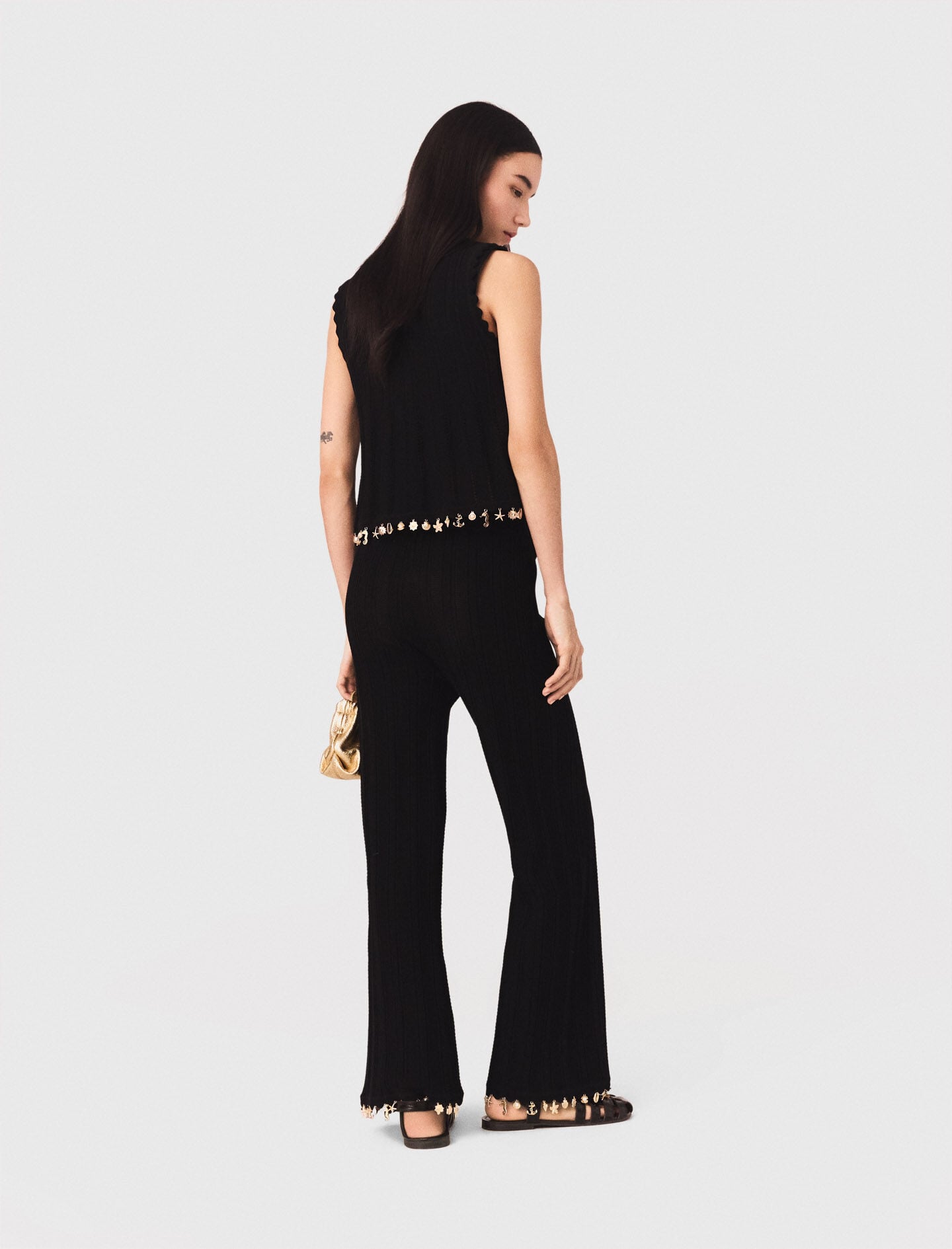 Maje Gold-embellished knit cardigan